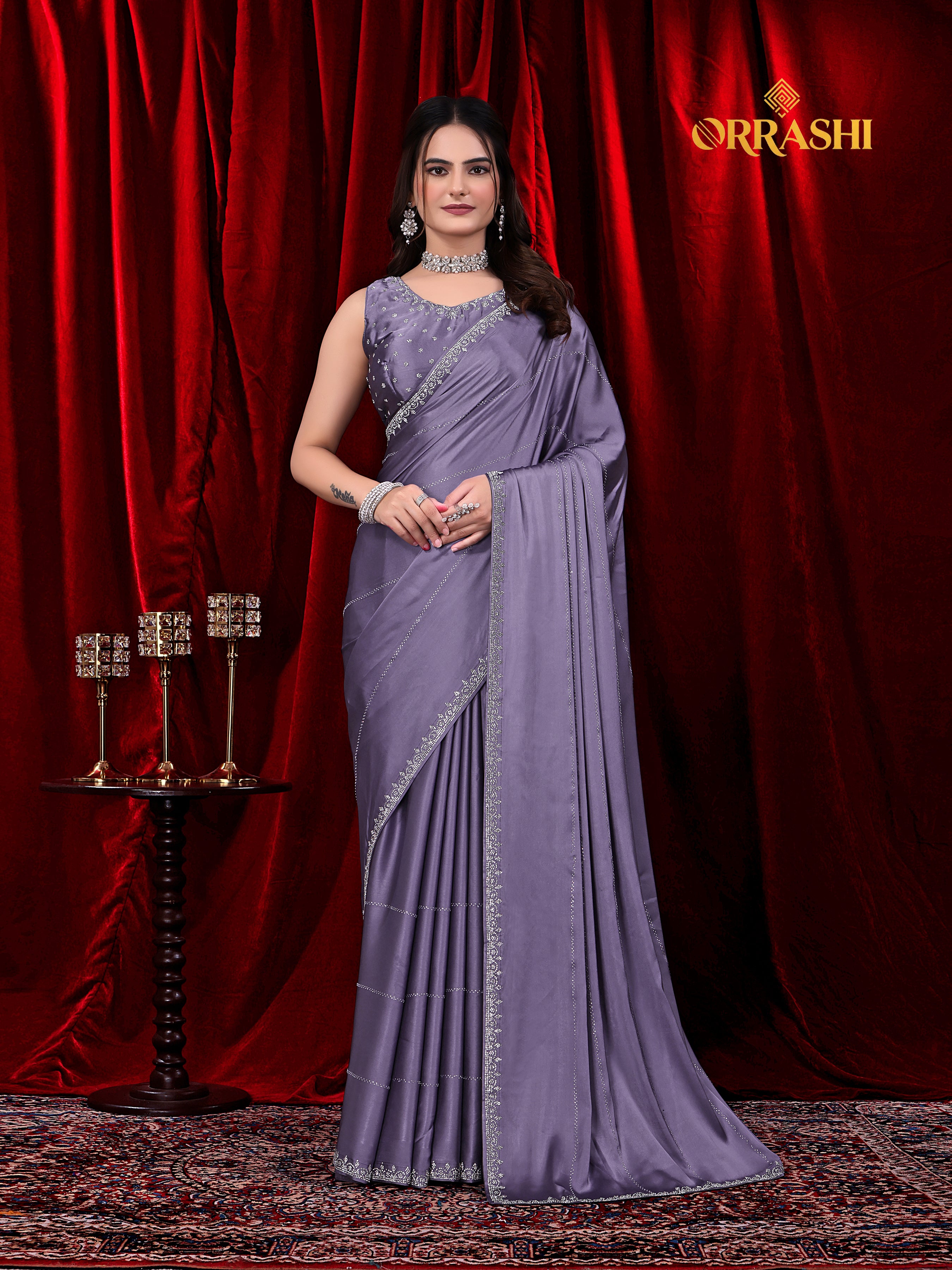 TRISHUL JARKAN WORK SATIN SILK SAREE
