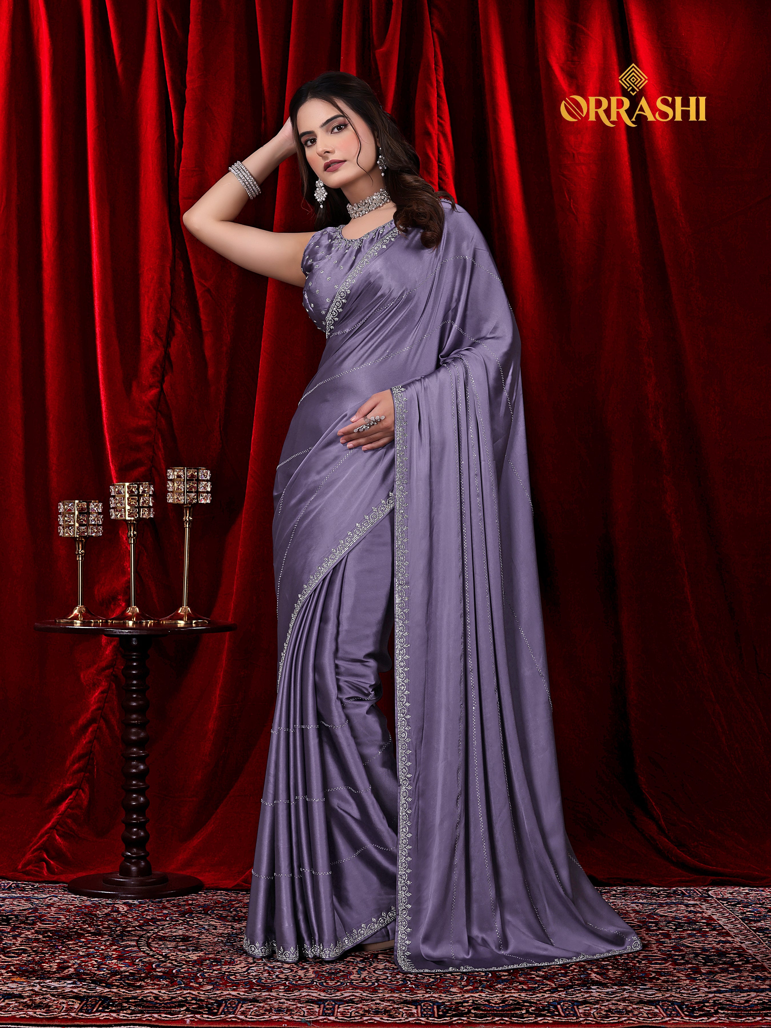 TRISHUL JARKAN WORK SATIN SILK SAREE