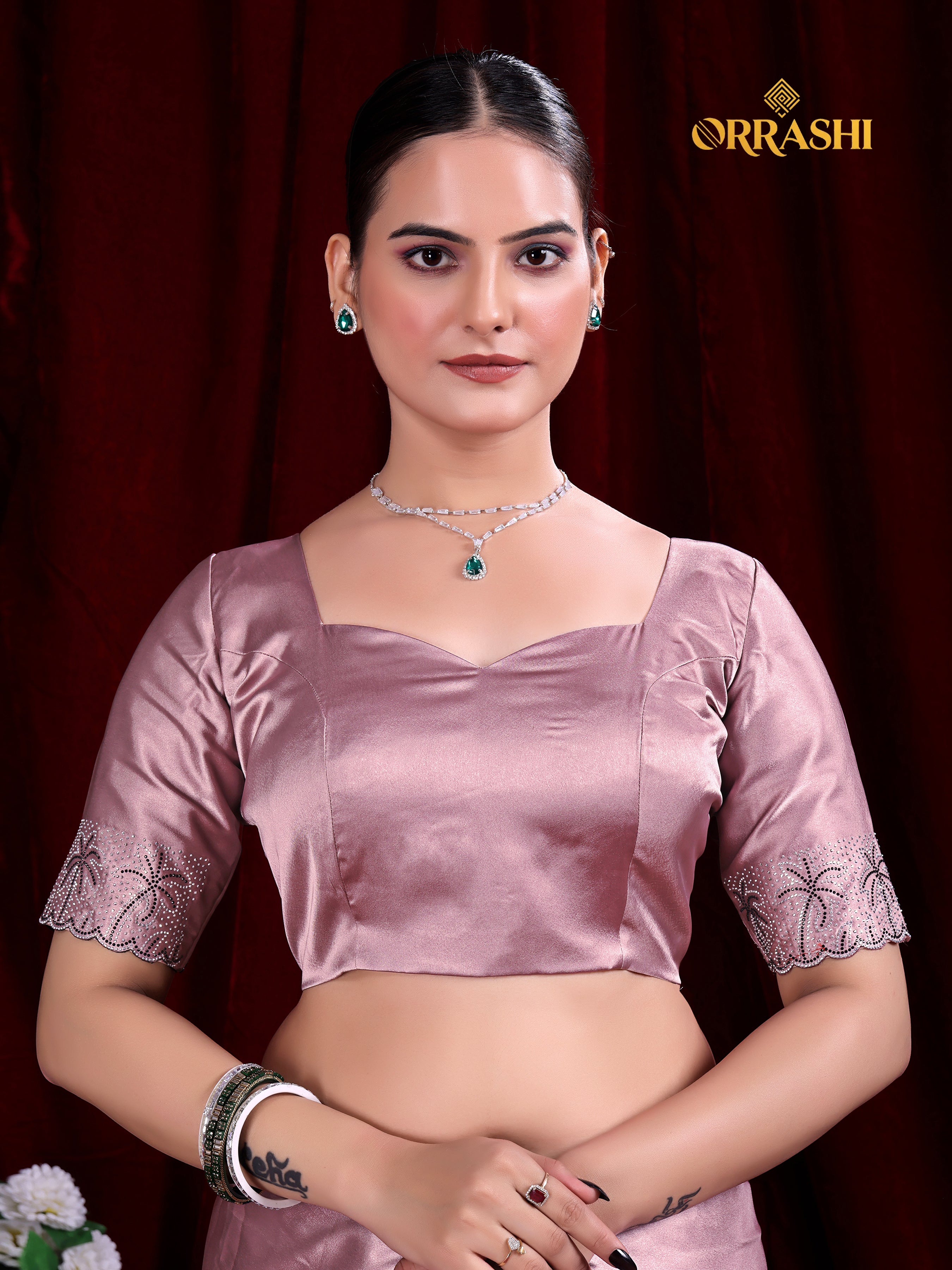 COCONUT SIROSKI WORK SATIN SILK SAREE