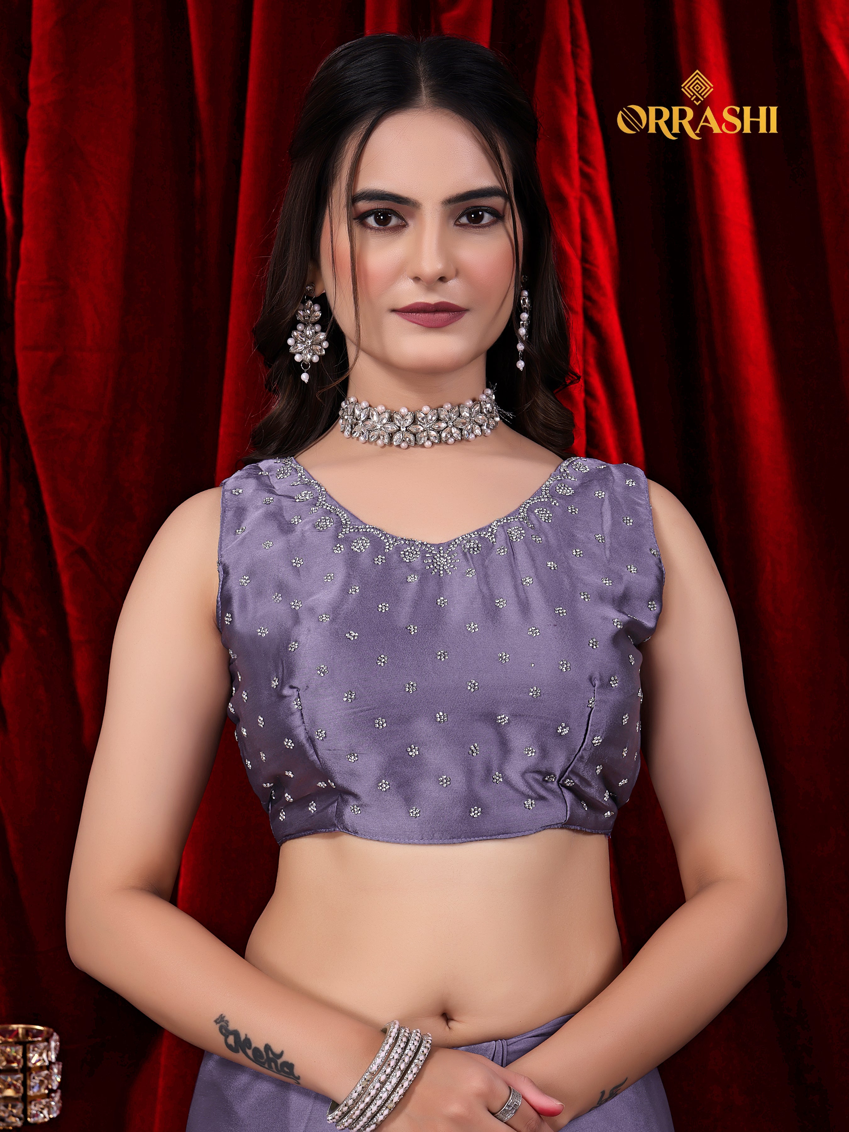 TRISHUL JARKAN WORK SATIN SILK SAREE