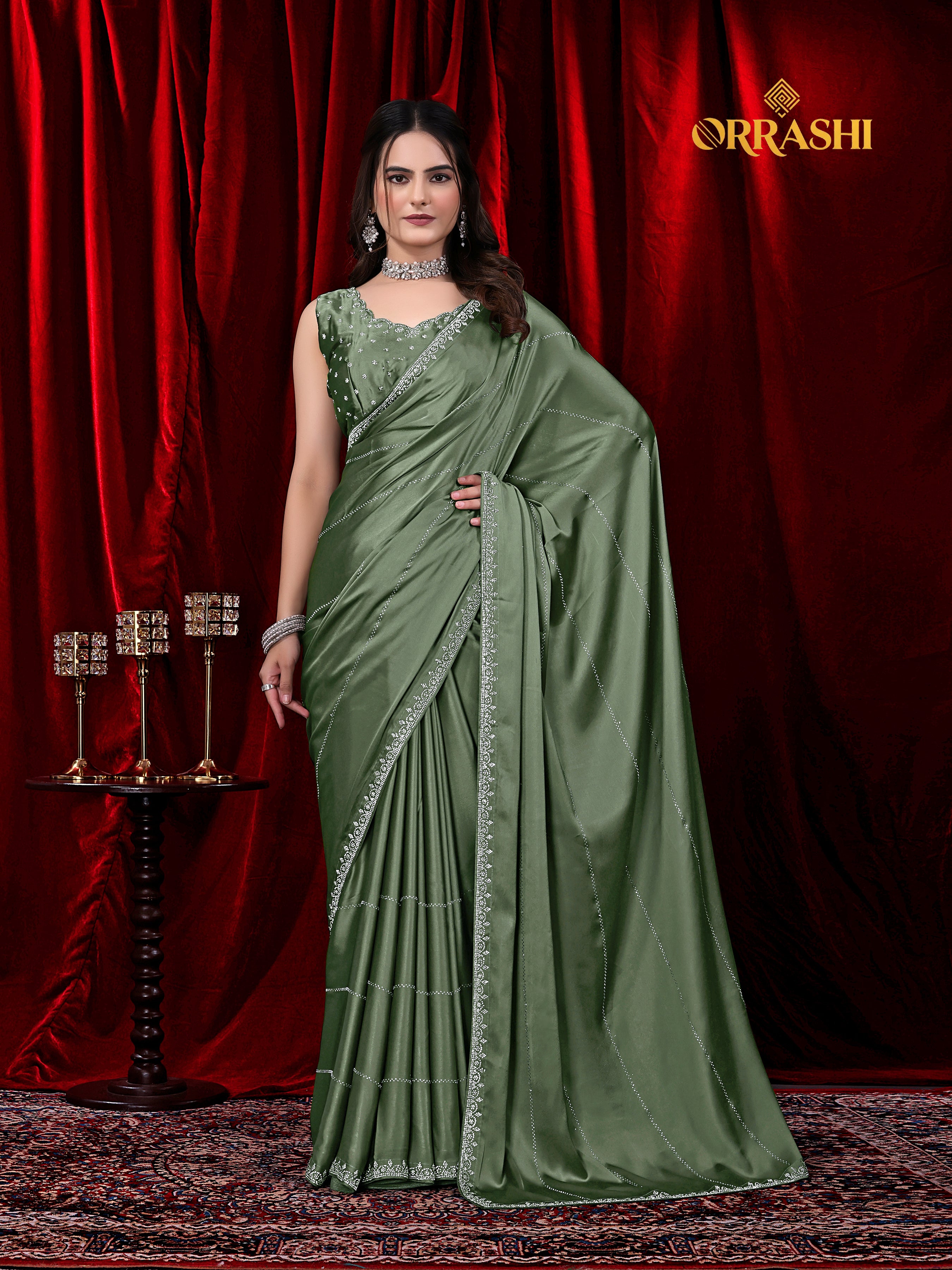 TRISHUL JARKAN WORK SATIN SILK SAREE