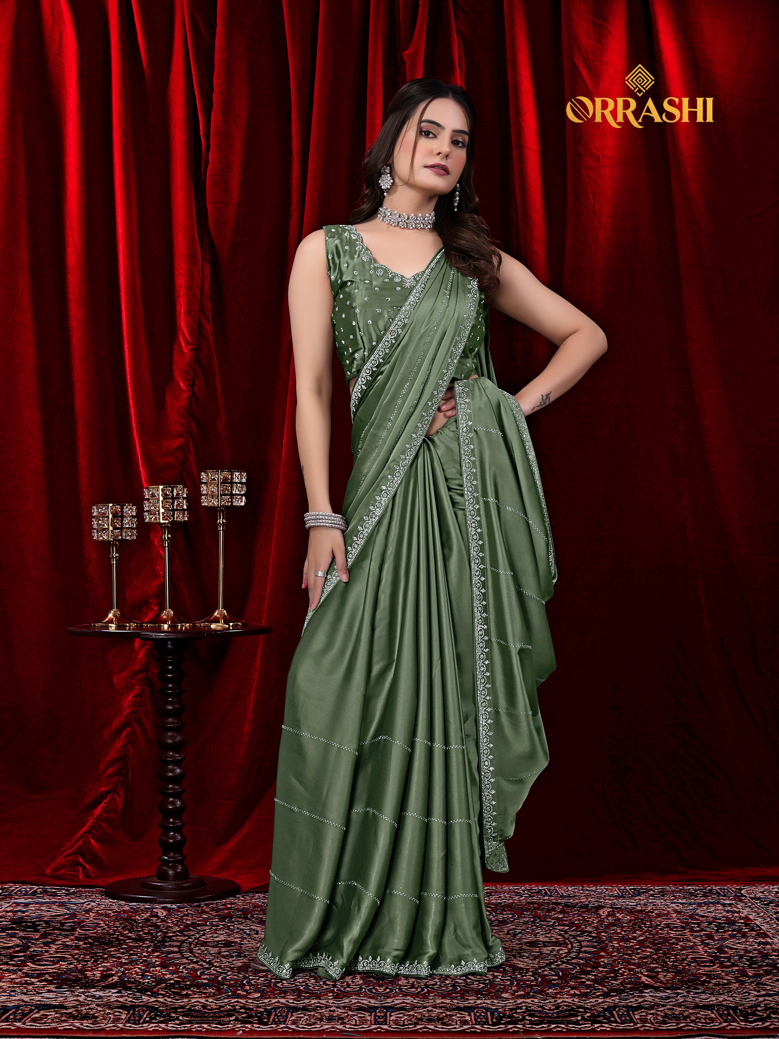TRISHUL JARKAN WORK SATIN SILK SAREE