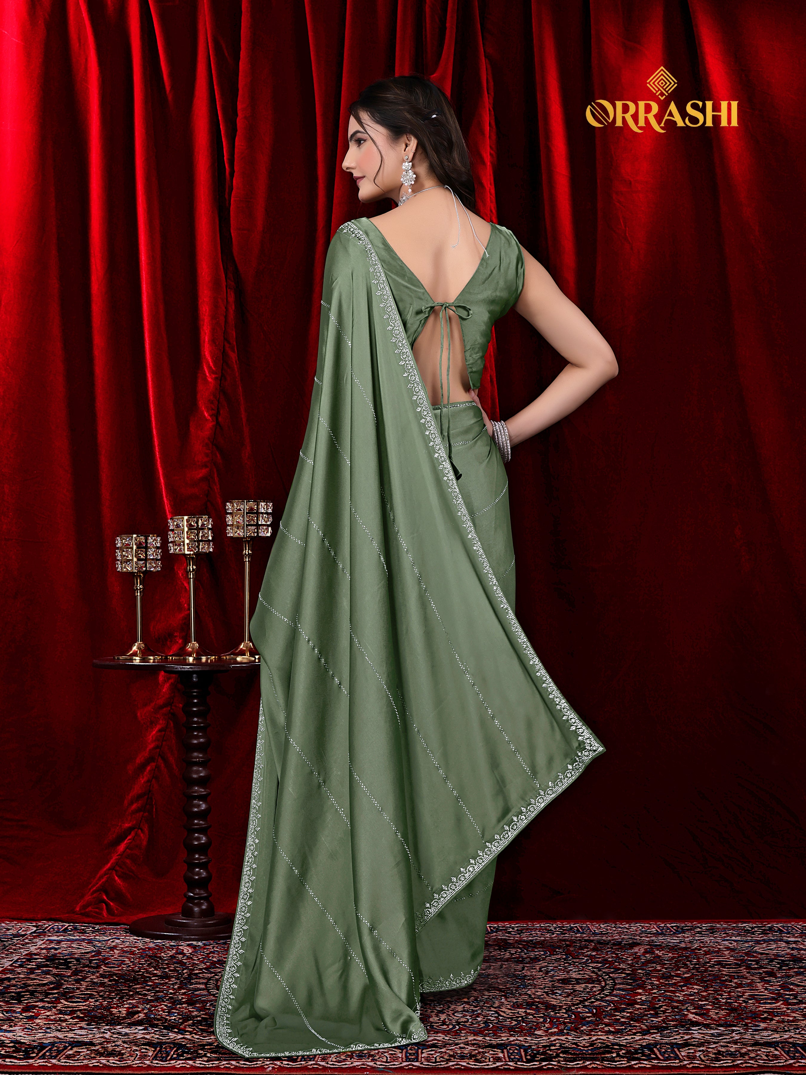 TRISHUL JARKAN WORK SATIN SILK SAREE