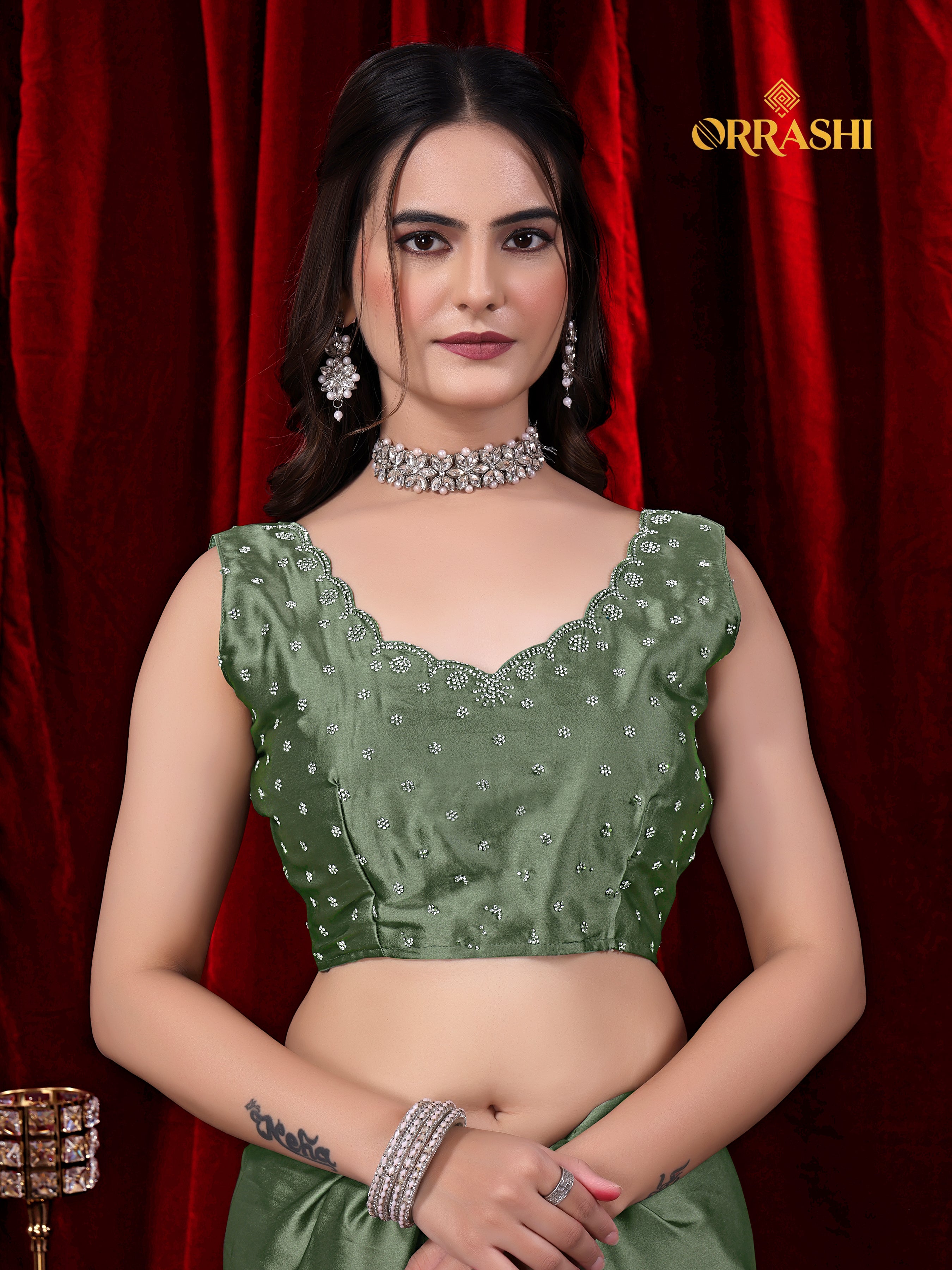 TRISHUL JARKAN WORK SATIN SILK SAREE