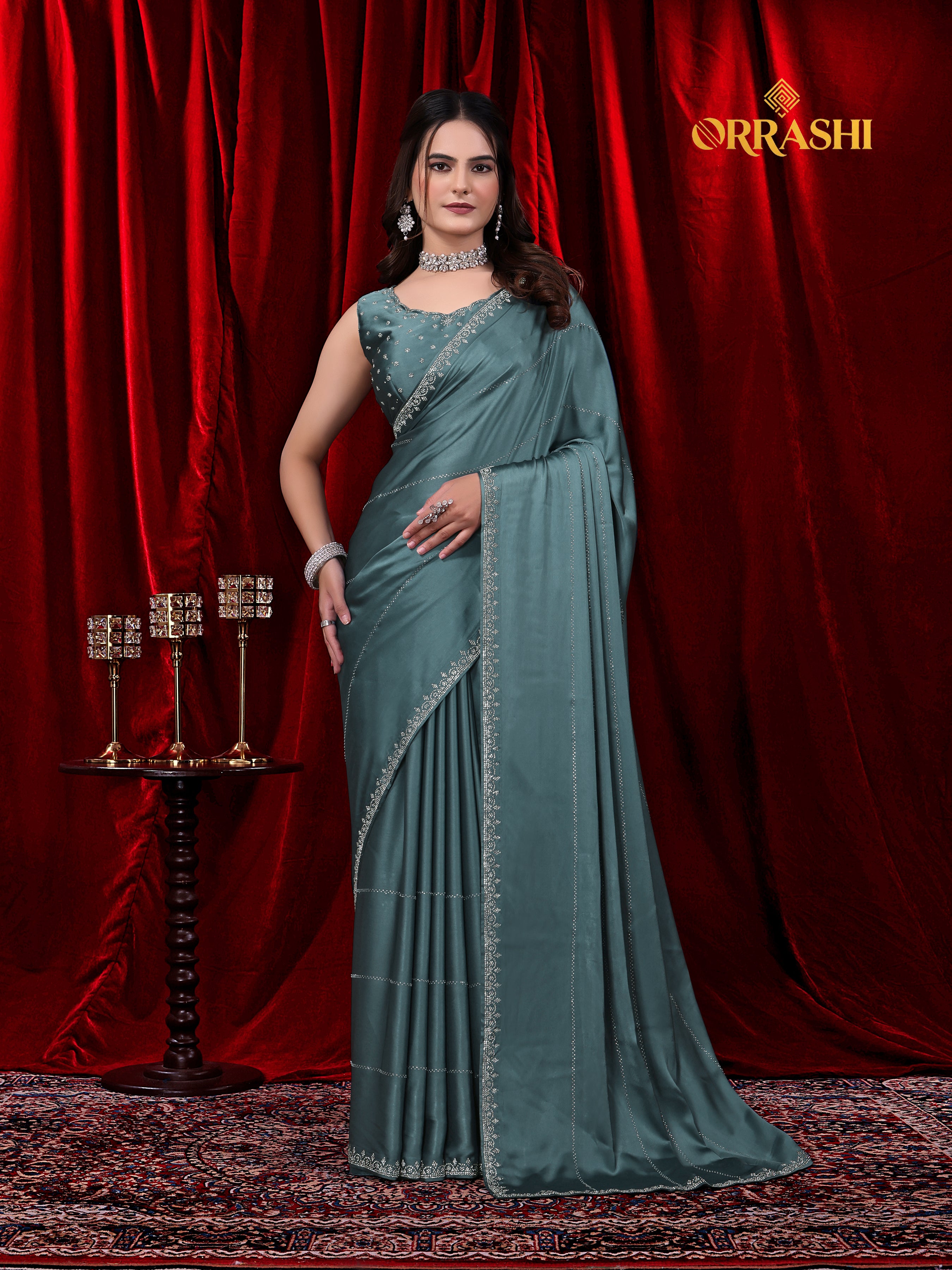 TRISHUL JARKAN WORK SATIN SILK SAREE