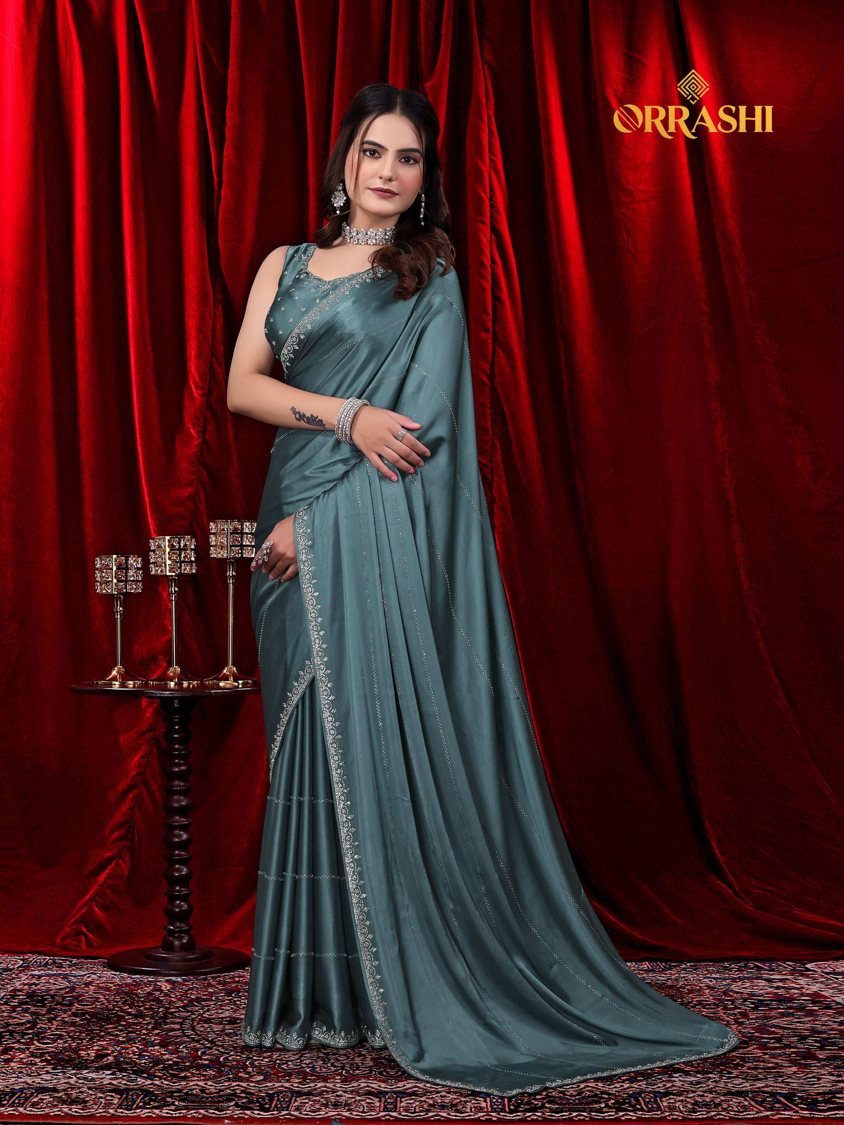 TRISHUL JARKAN WORK SATIN SILK SAREE