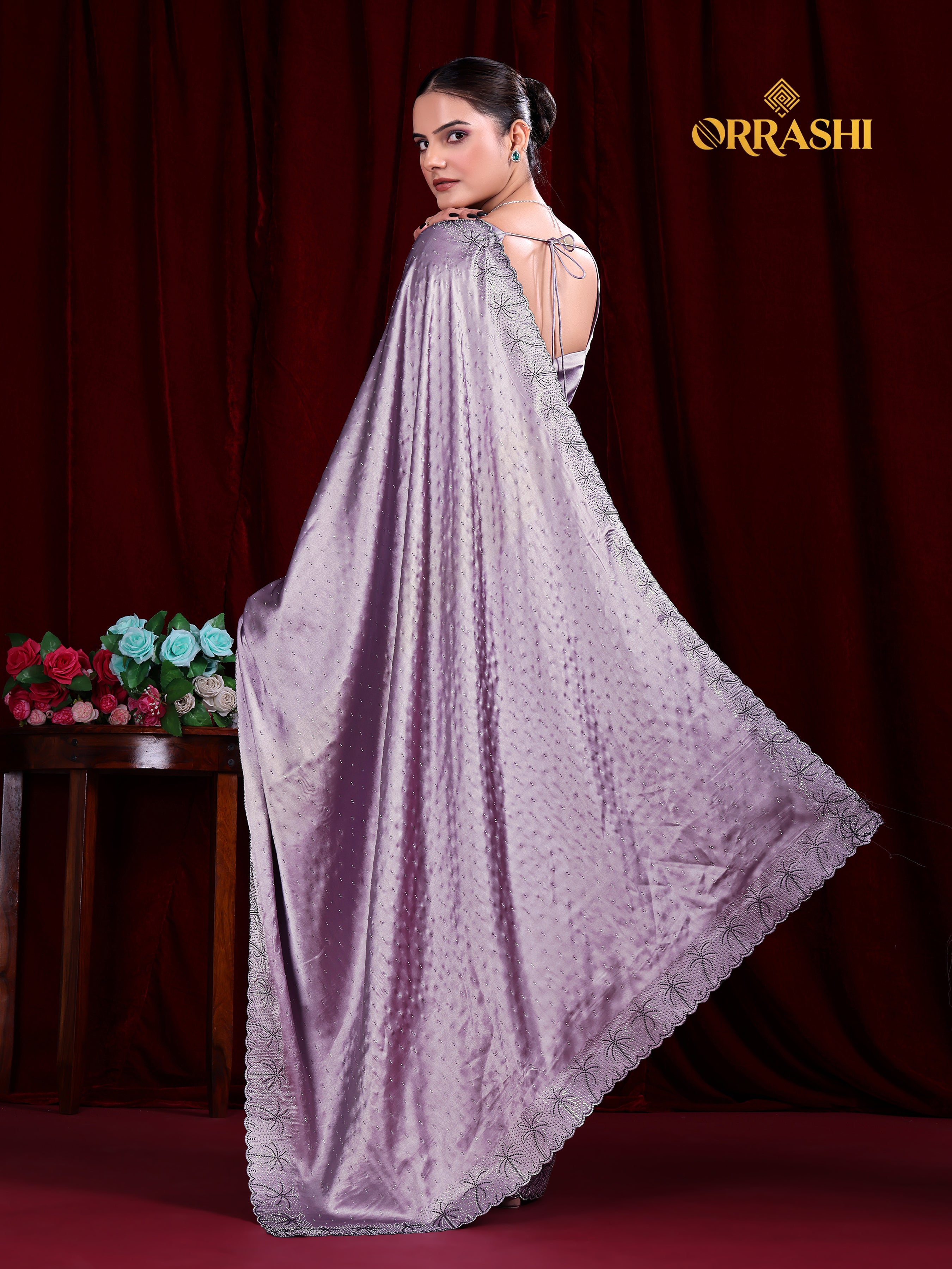 COCONUT SIROSKI WORK SATIN SILK SAREE