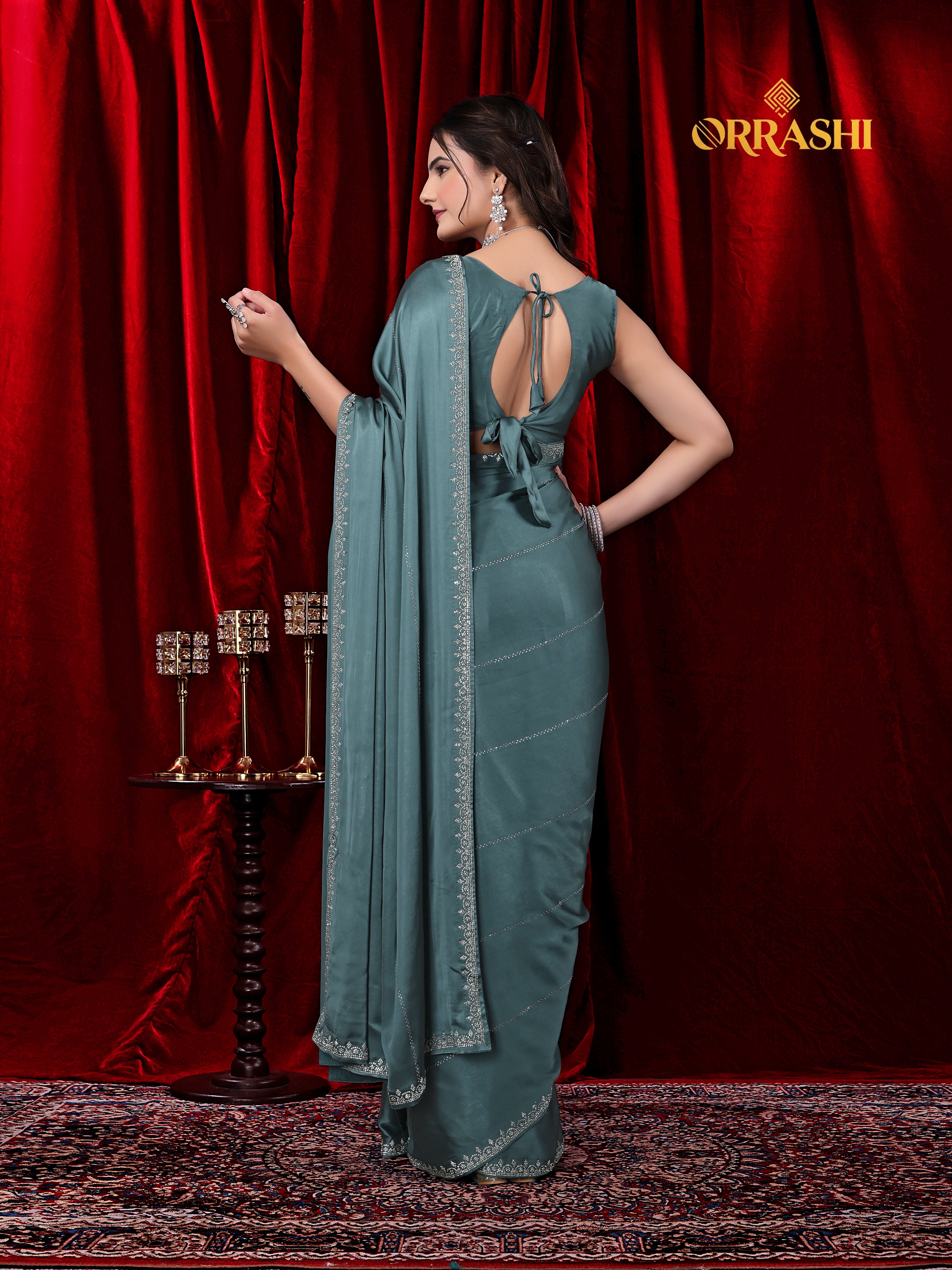 TRISHUL JARKAN WORK SATIN SILK SAREE