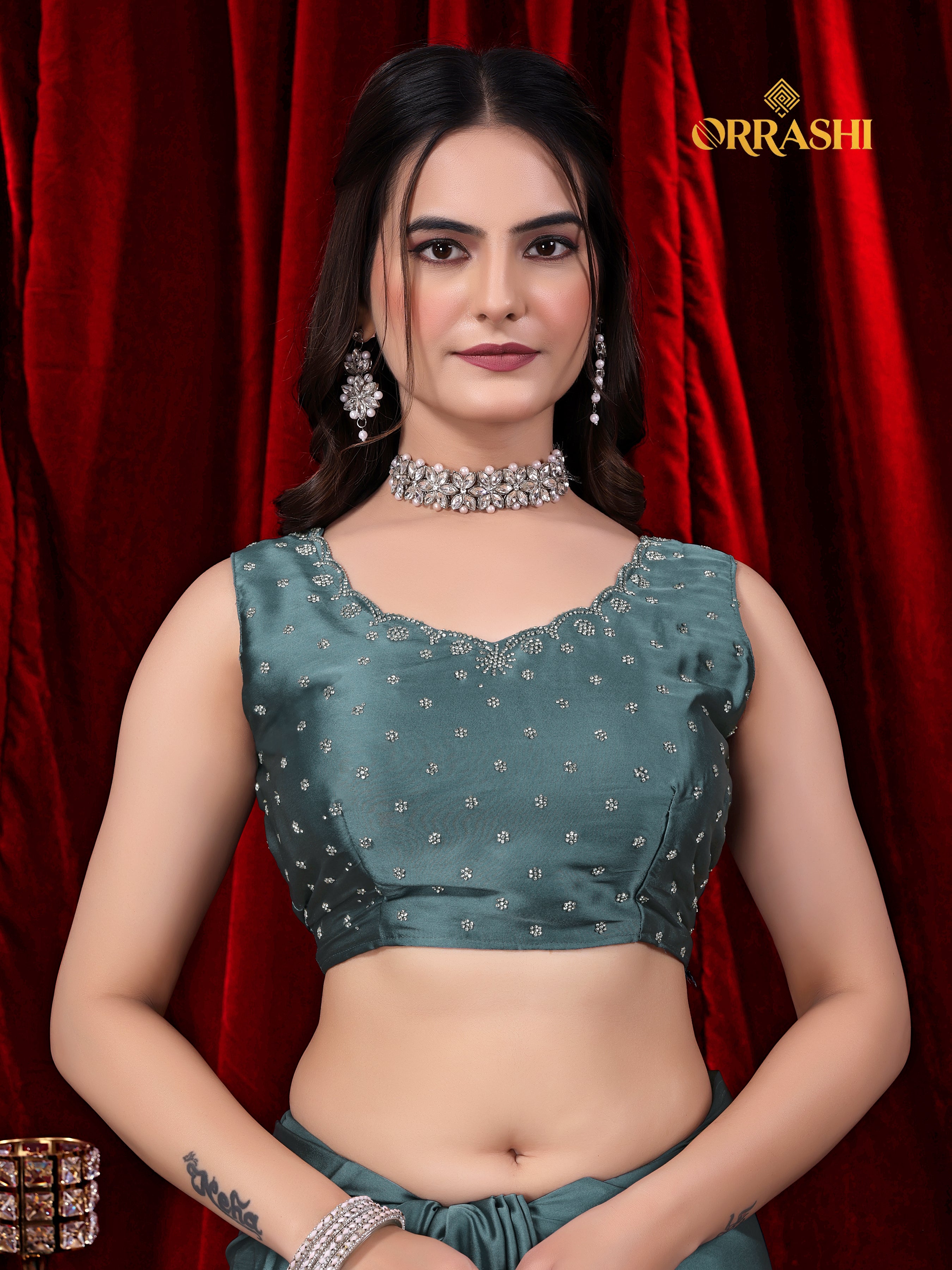 TRISHUL JARKAN WORK SATIN SILK SAREE