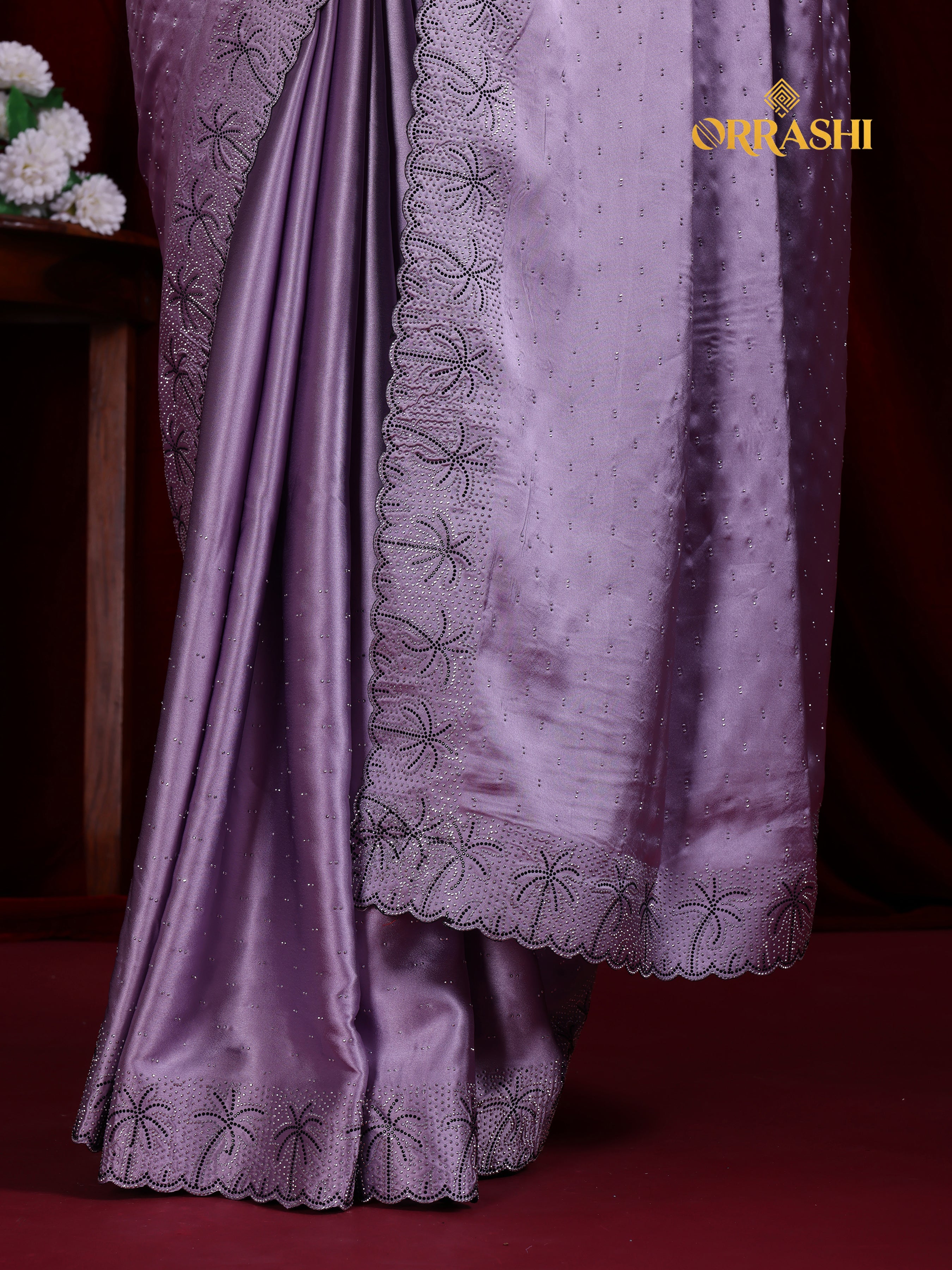 COCONUT SIROSKI WORK SATIN SILK SAREE