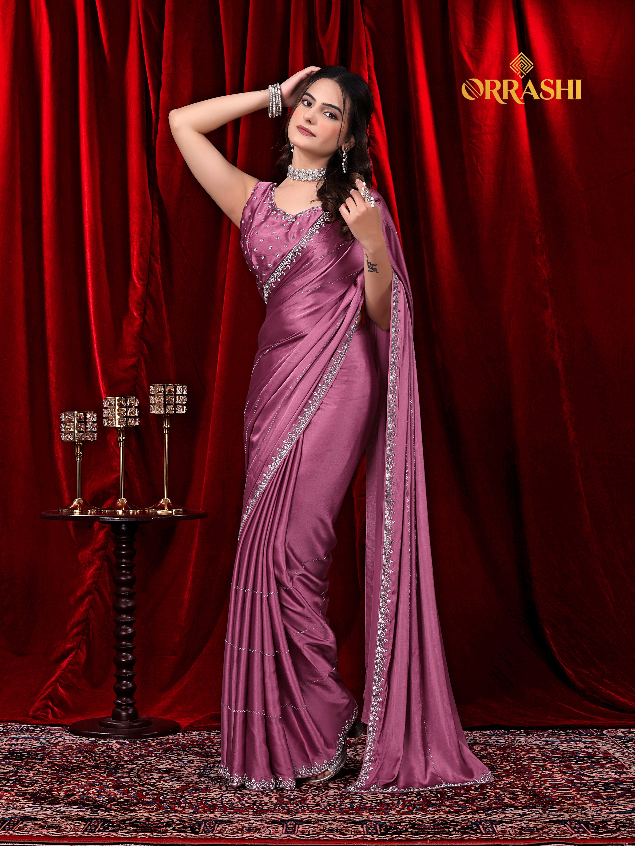 TRISHUL JARKAN WORK SATIN SILK SAREE