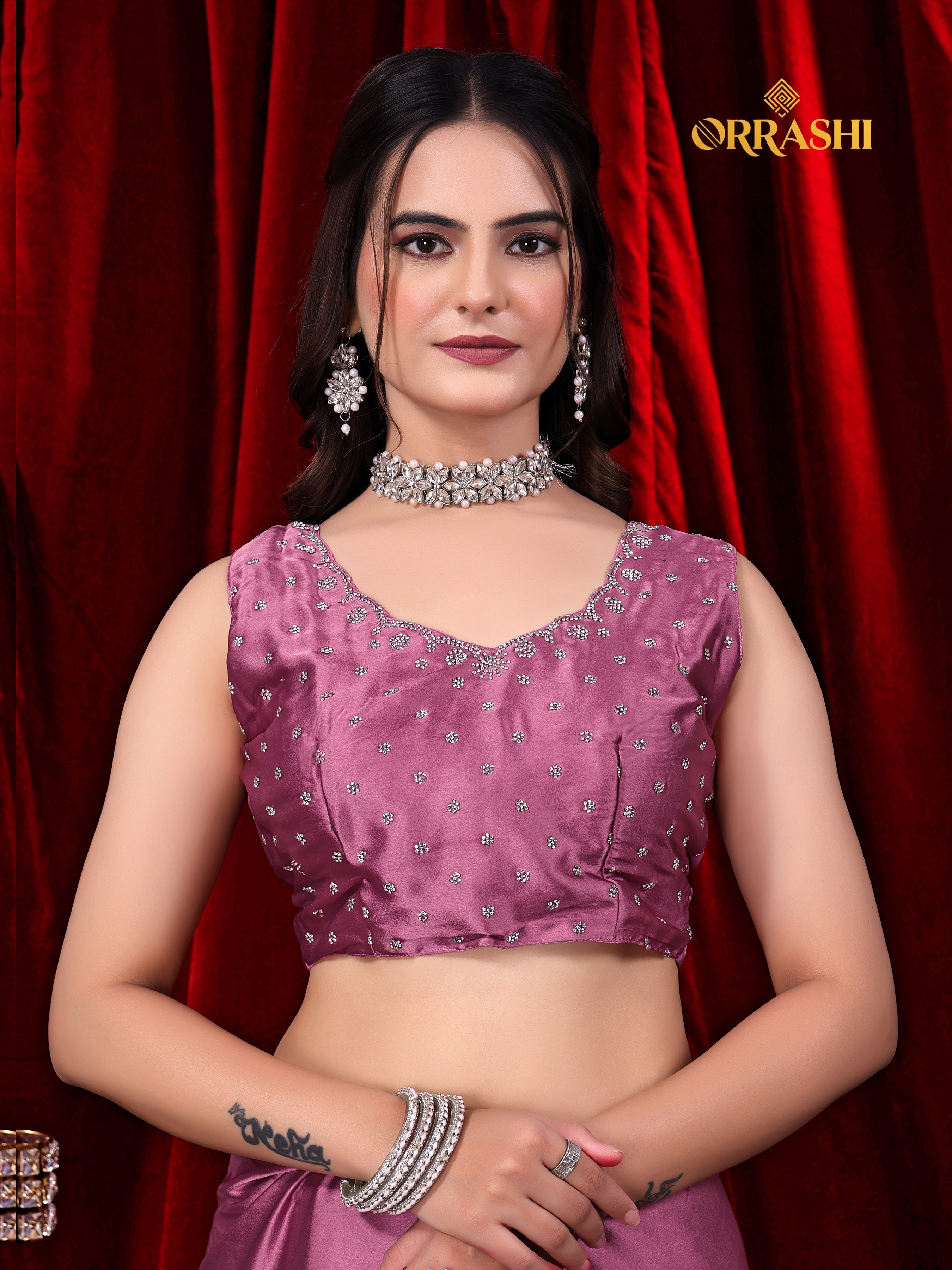 TRISHUL JARKAN WORK SATIN SILK SAREE