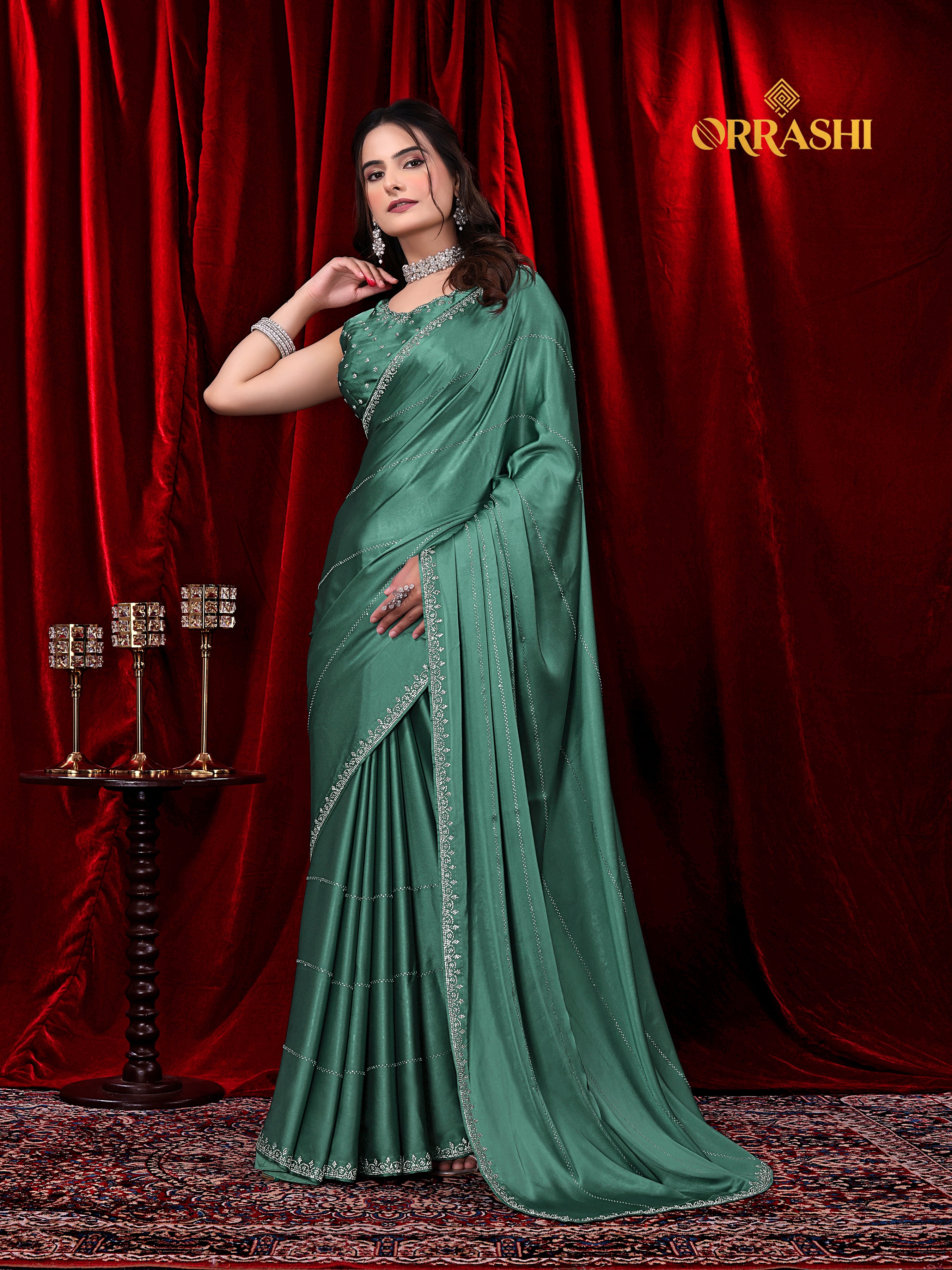 TRISHUL JARKAN WORK SATIN SILK SAREE