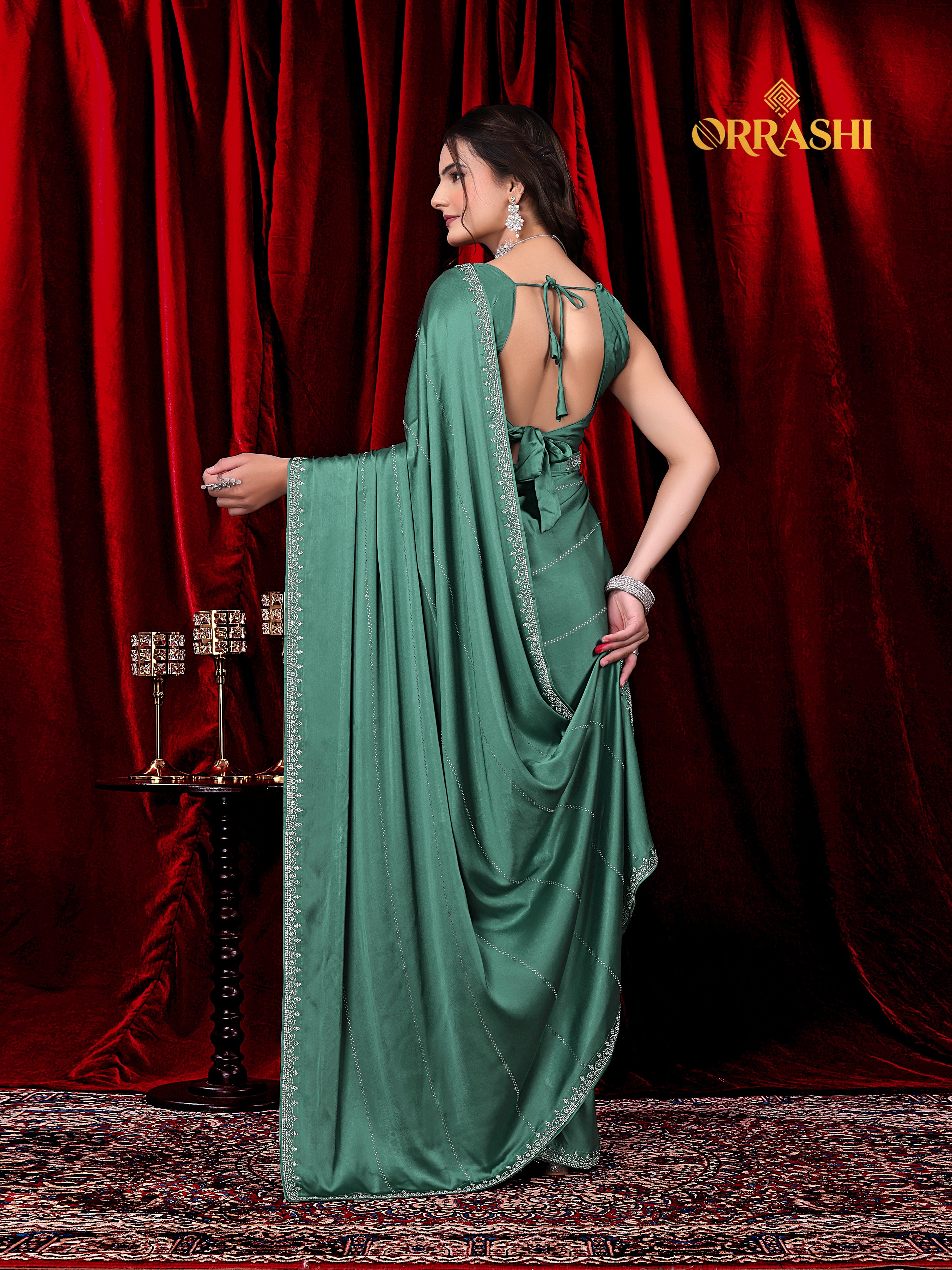 TRISHUL JARKAN WORK SATIN SILK SAREE