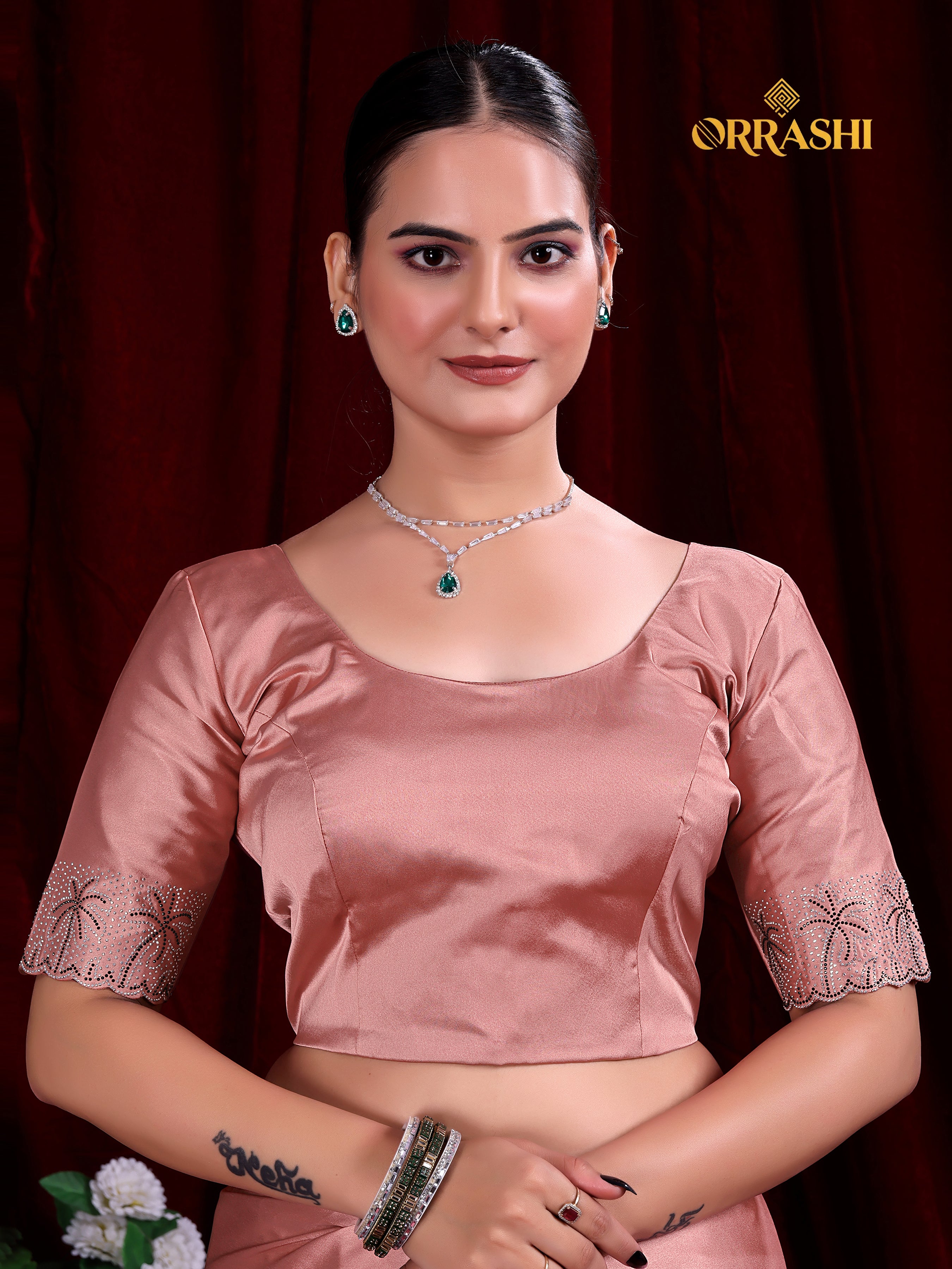 COCONUT SIROSKI WORK SATIN SILK SAREE