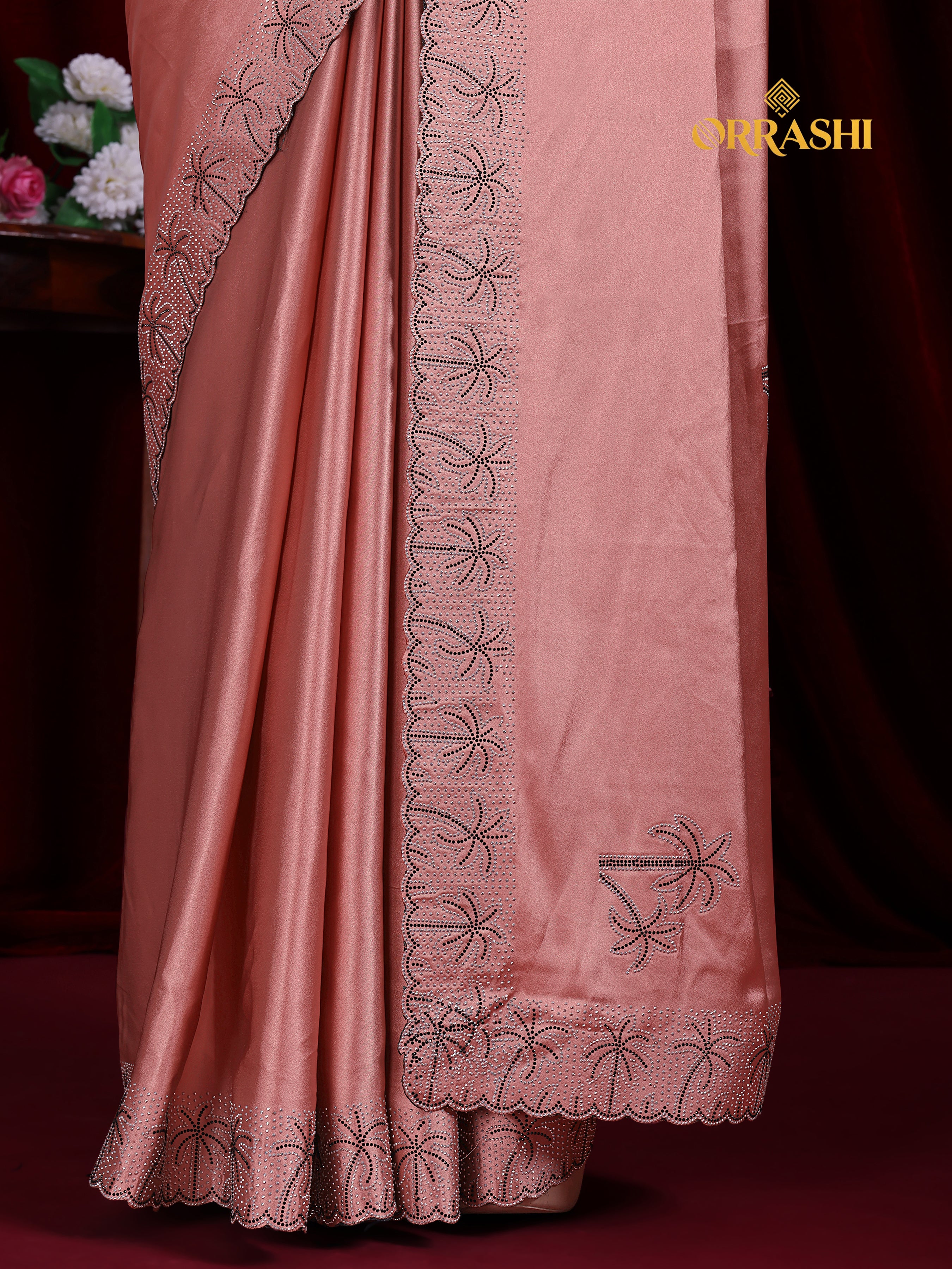 COCONUT SIROSKI WORK SATIN SILK SAREE