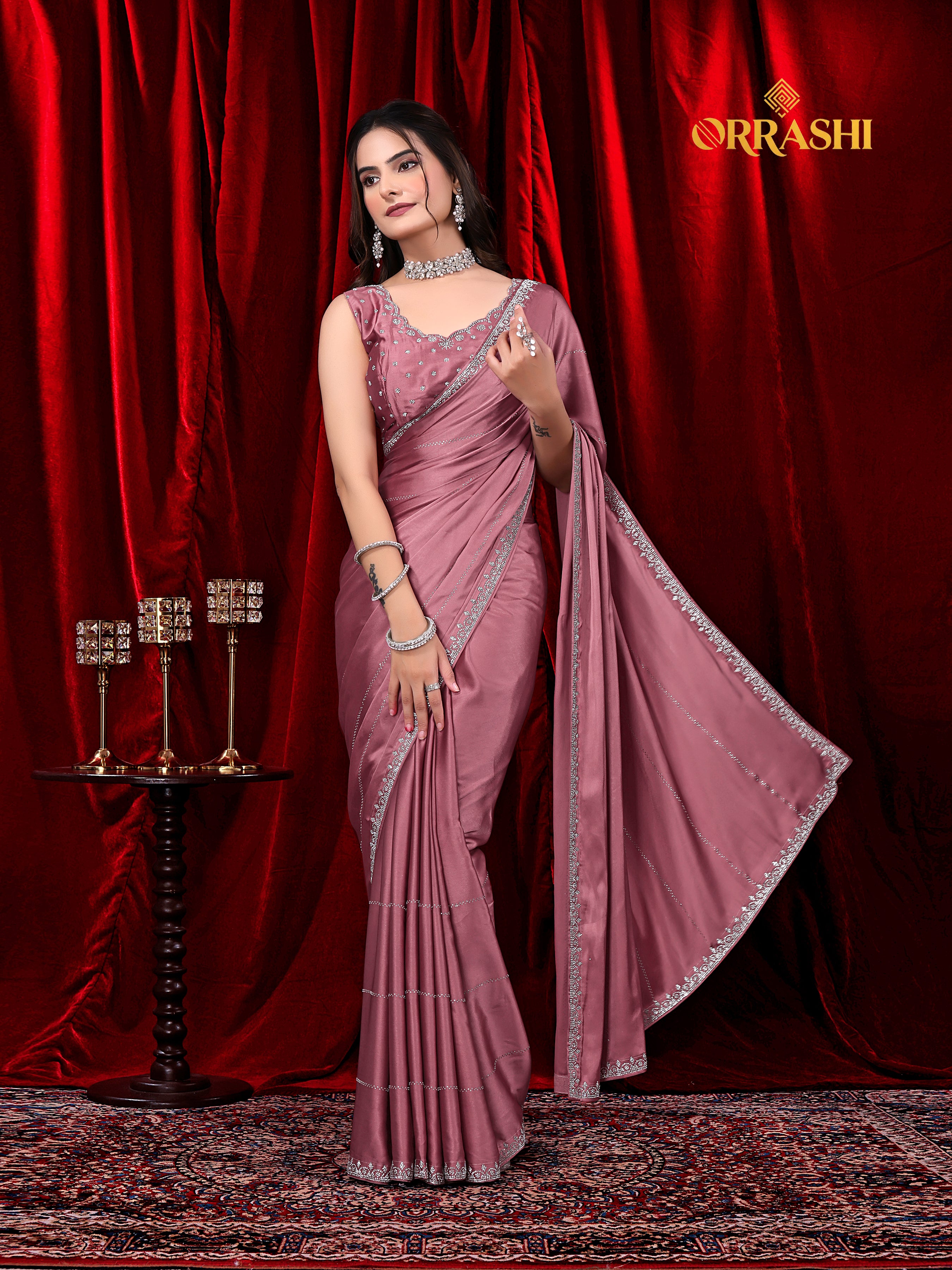 TRISHUL JARKAN WORK SATIN SILK SAREE