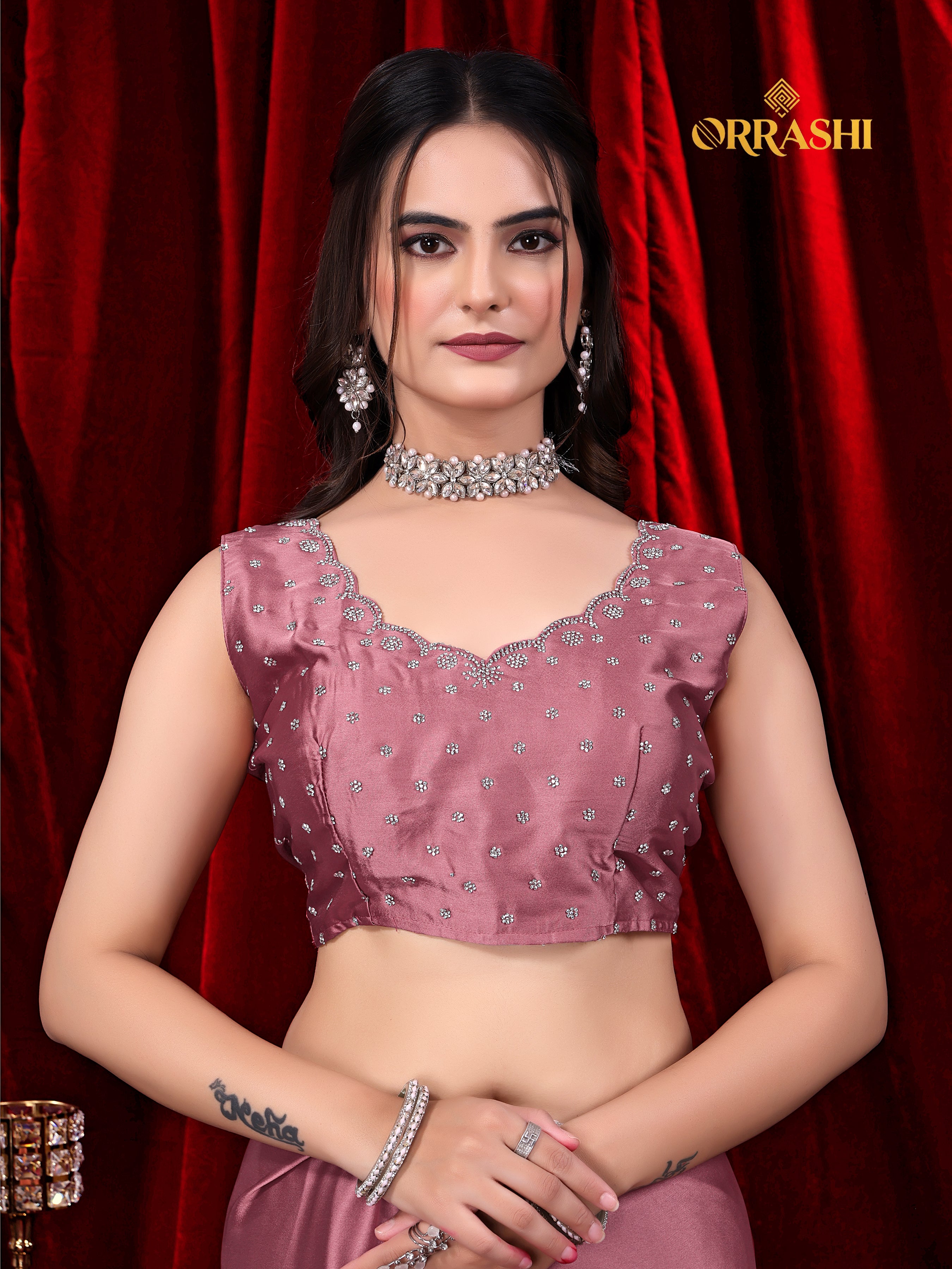 TRISHUL JARKAN WORK SATIN SILK SAREE