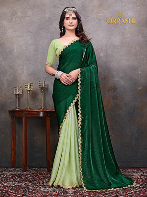 HALF-HALF SILKY SILK SAREE WITH FANCY LACE - 4_12