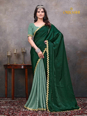 HALF-HALF SILKY SILK SAREE WITH FANCY LACE - 7_12