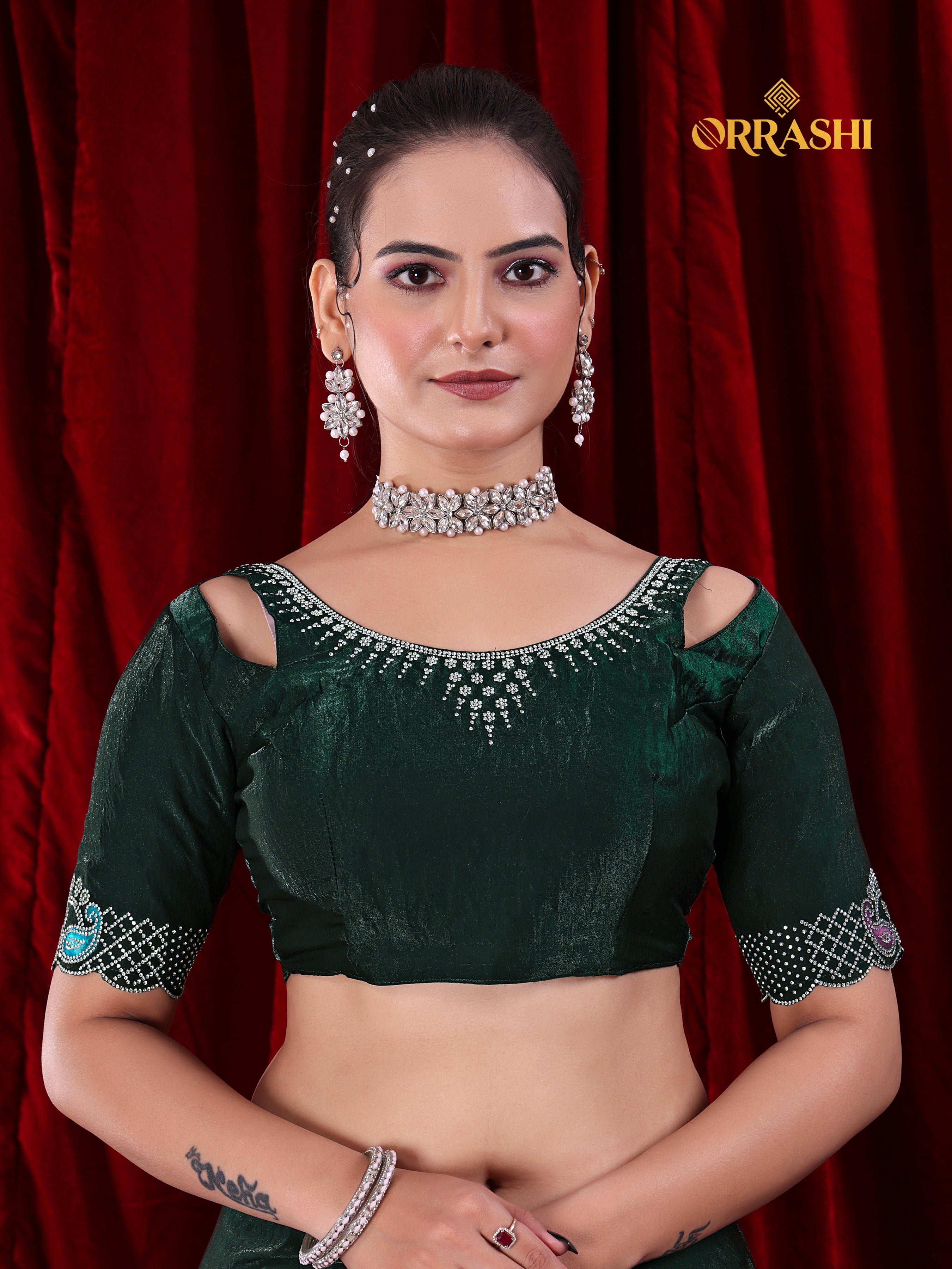 MANGO JARKAN WORK FENDY SATIN SILK SAREE