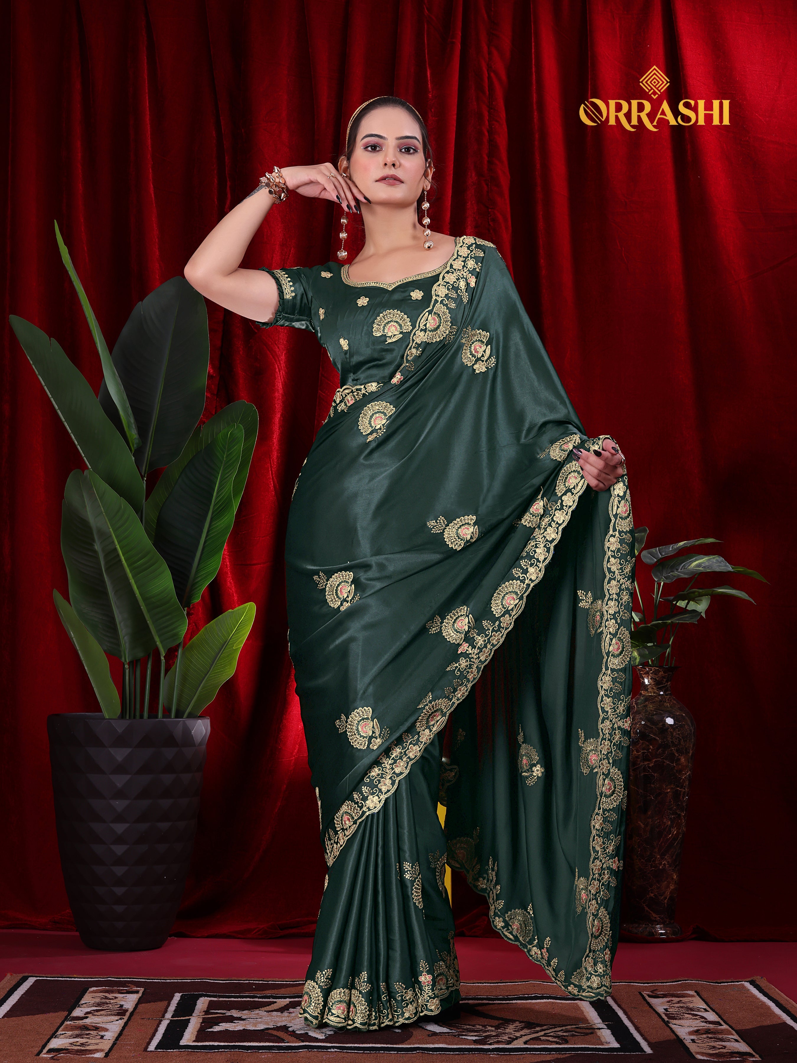 MORPANKH EMBROIDERIED WORK JAPAN SATIN SILK