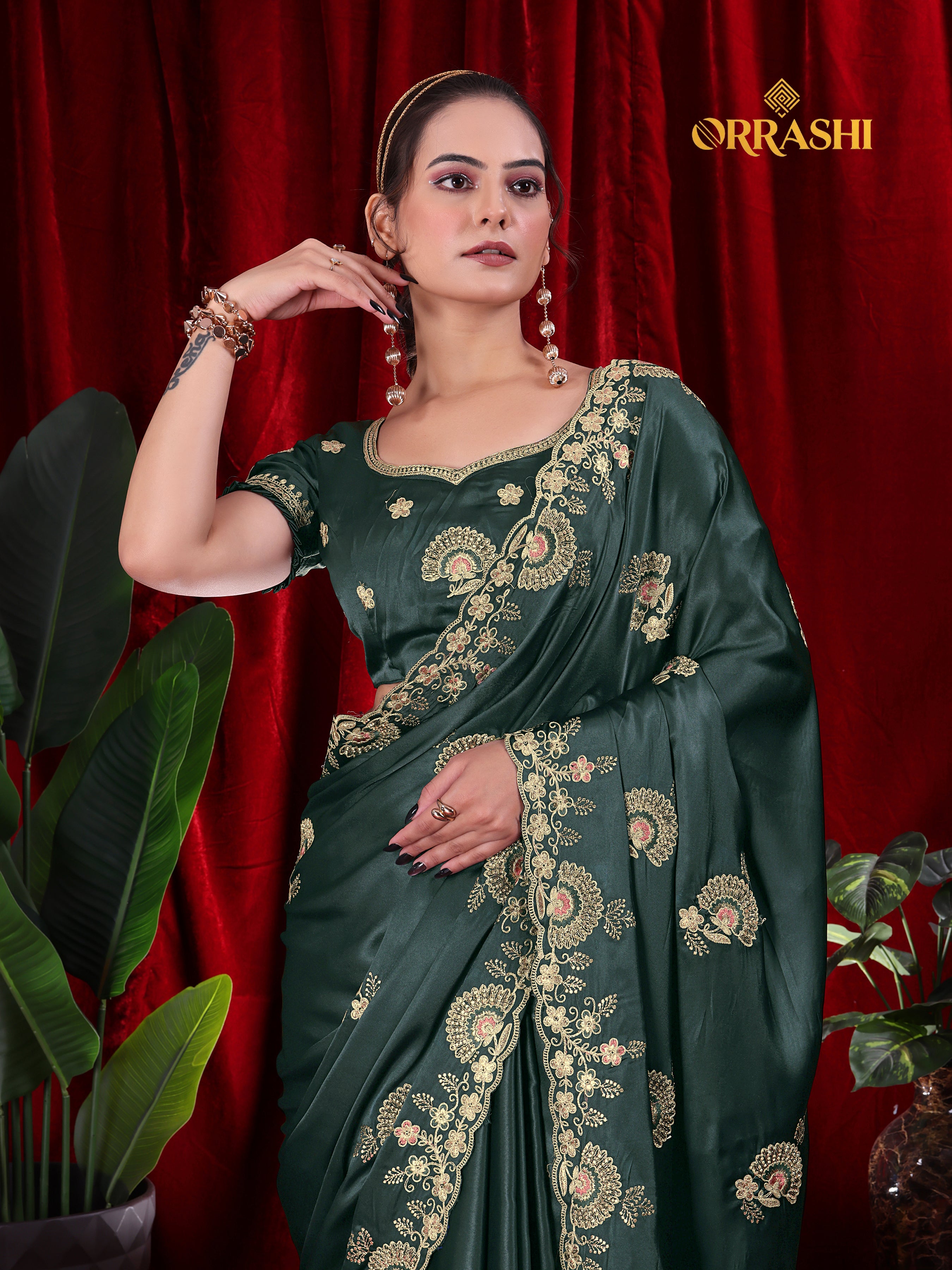 MORPANKH EMBROIDERIED WORK JAPAN SATIN SILK