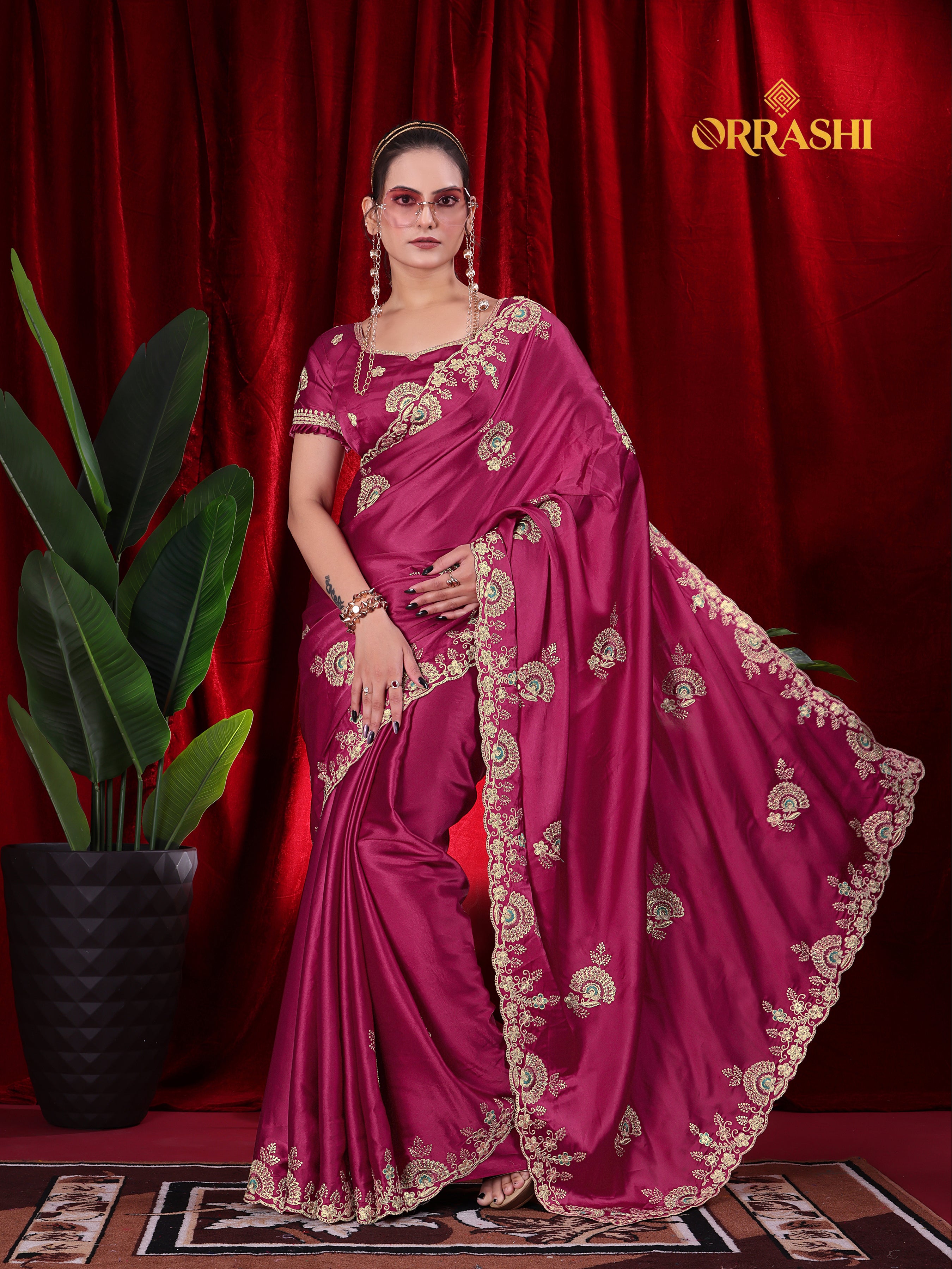 MORPANKH EMBROIDERIED WORK JAPAN SATIN SILK