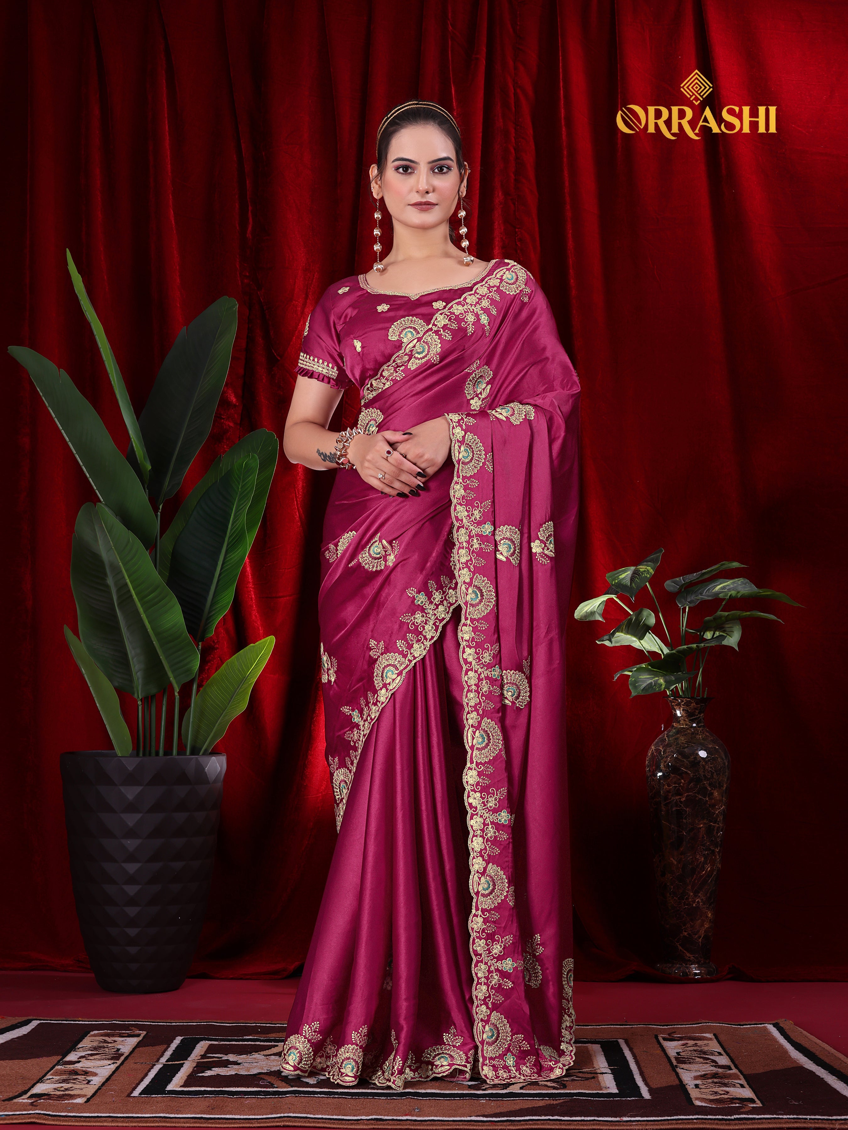 MORPANKH EMBROIDERIED WORK JAPAN SATIN SILK