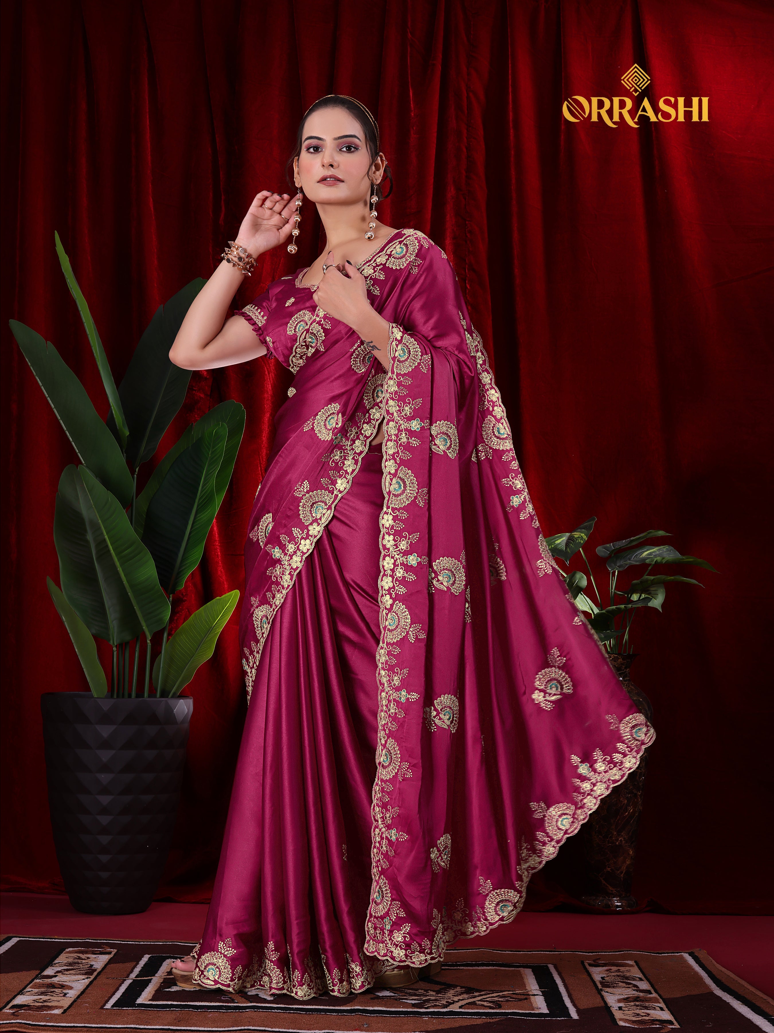 MORPANKH EMBROIDERIED WORK JAPAN SATIN SILK