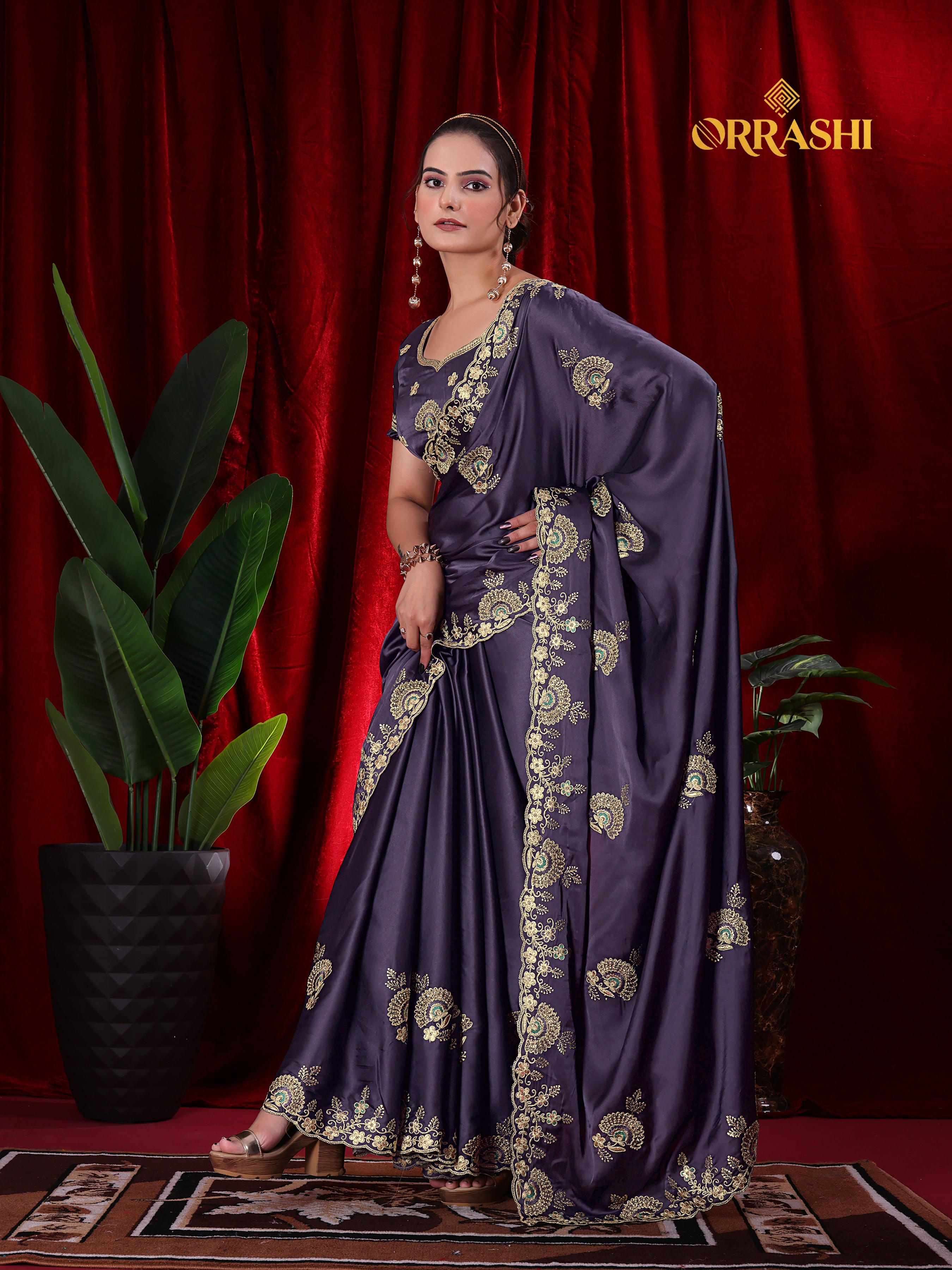 MORPANKH EMBROIDERIED WORK JAPAN SATIN SILK