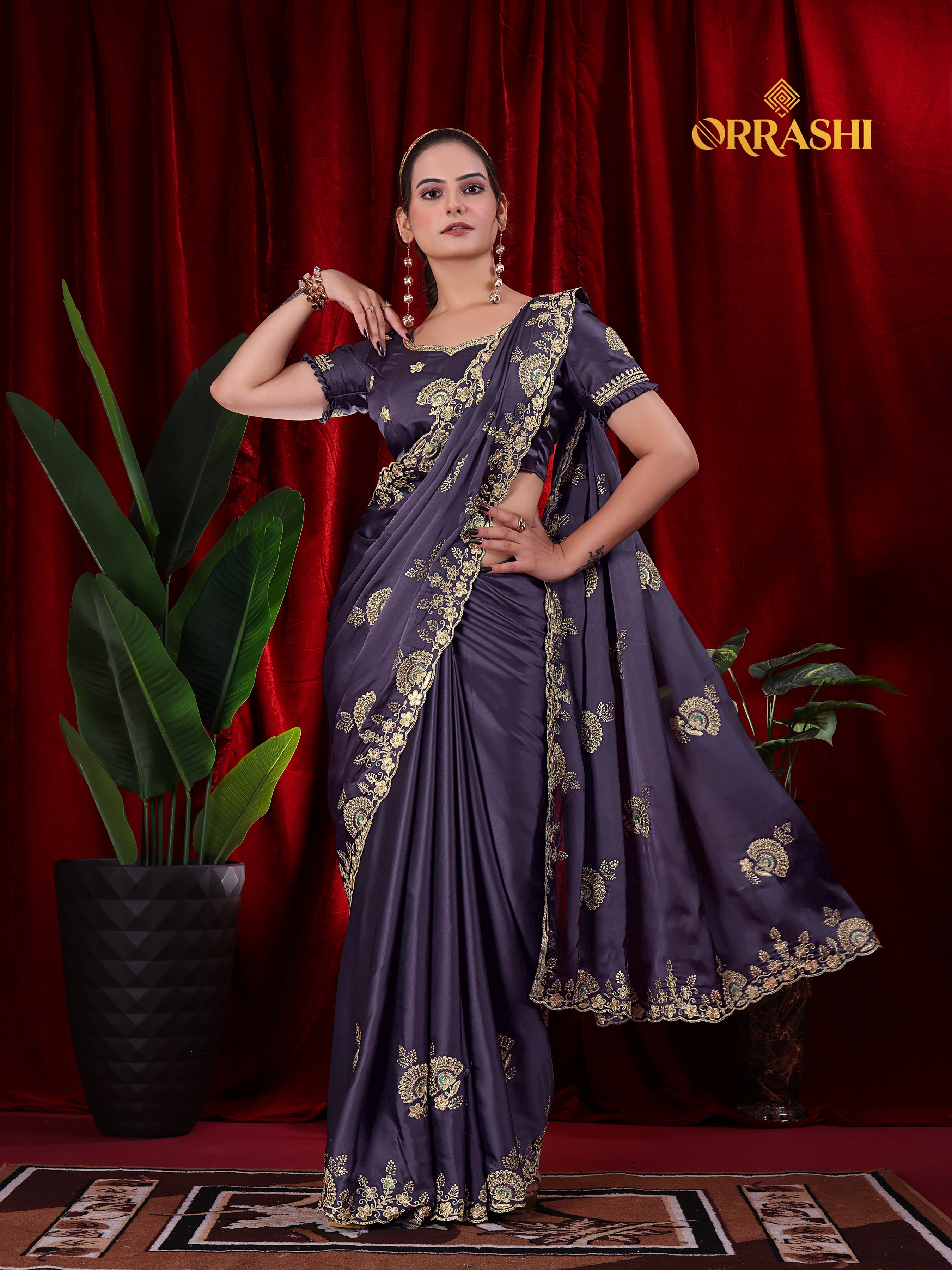 MORPANKH EMBROIDERIED WORK JAPAN SATIN SILK