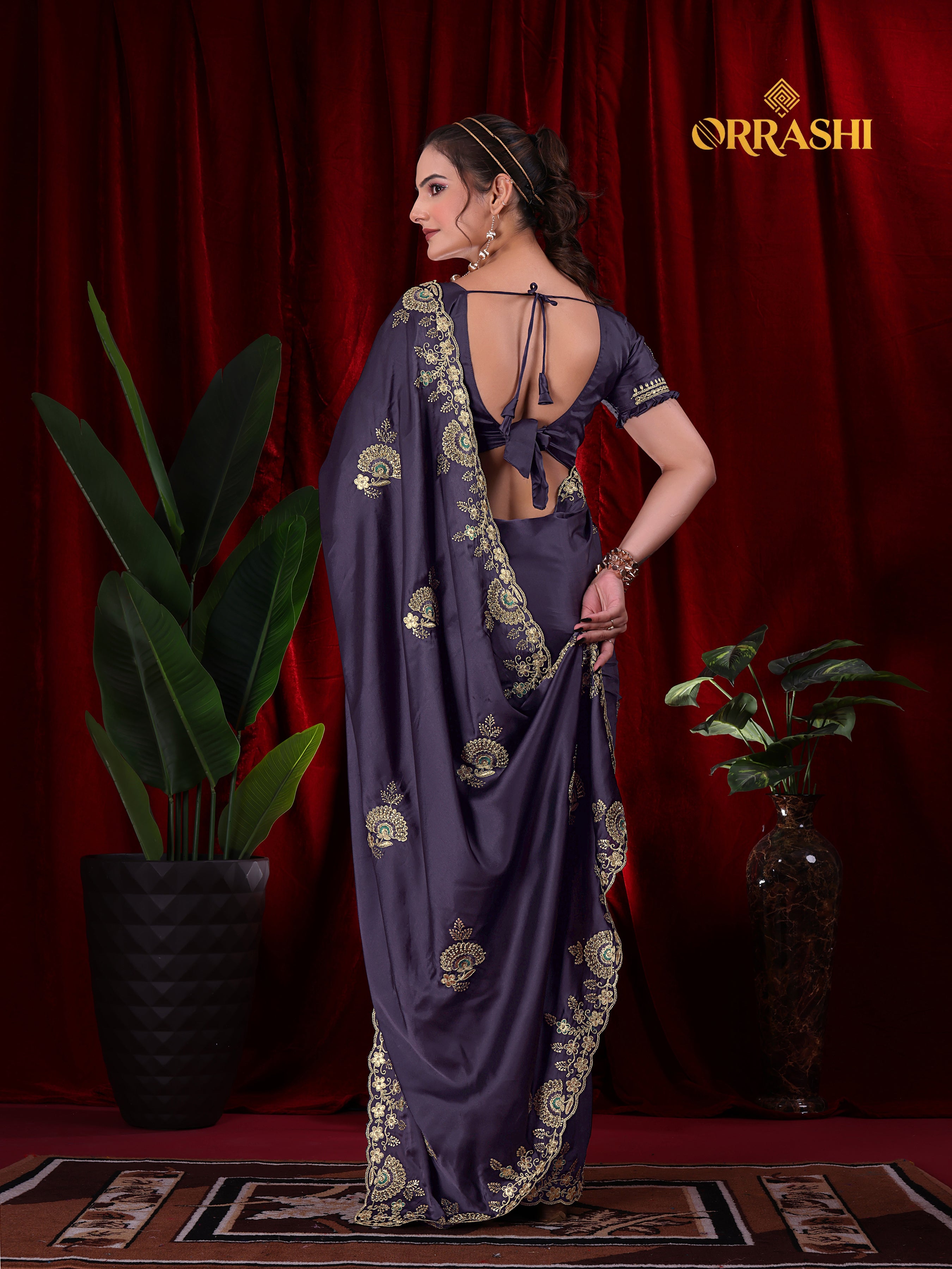 MORPANKH EMBROIDERIED WORK JAPAN SATIN SILK