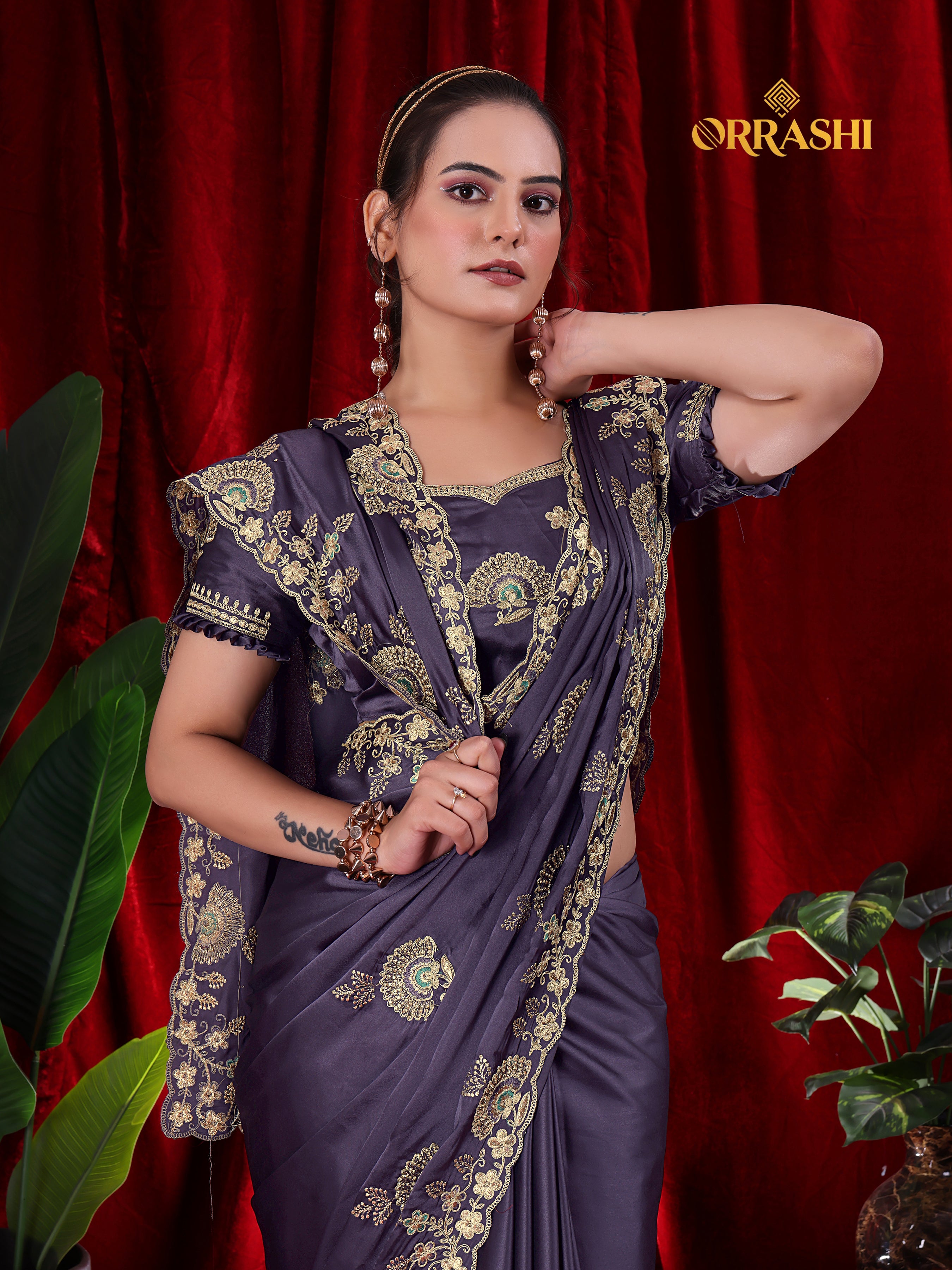 MORPANKH EMBROIDERIED WORK JAPAN SATIN SILK