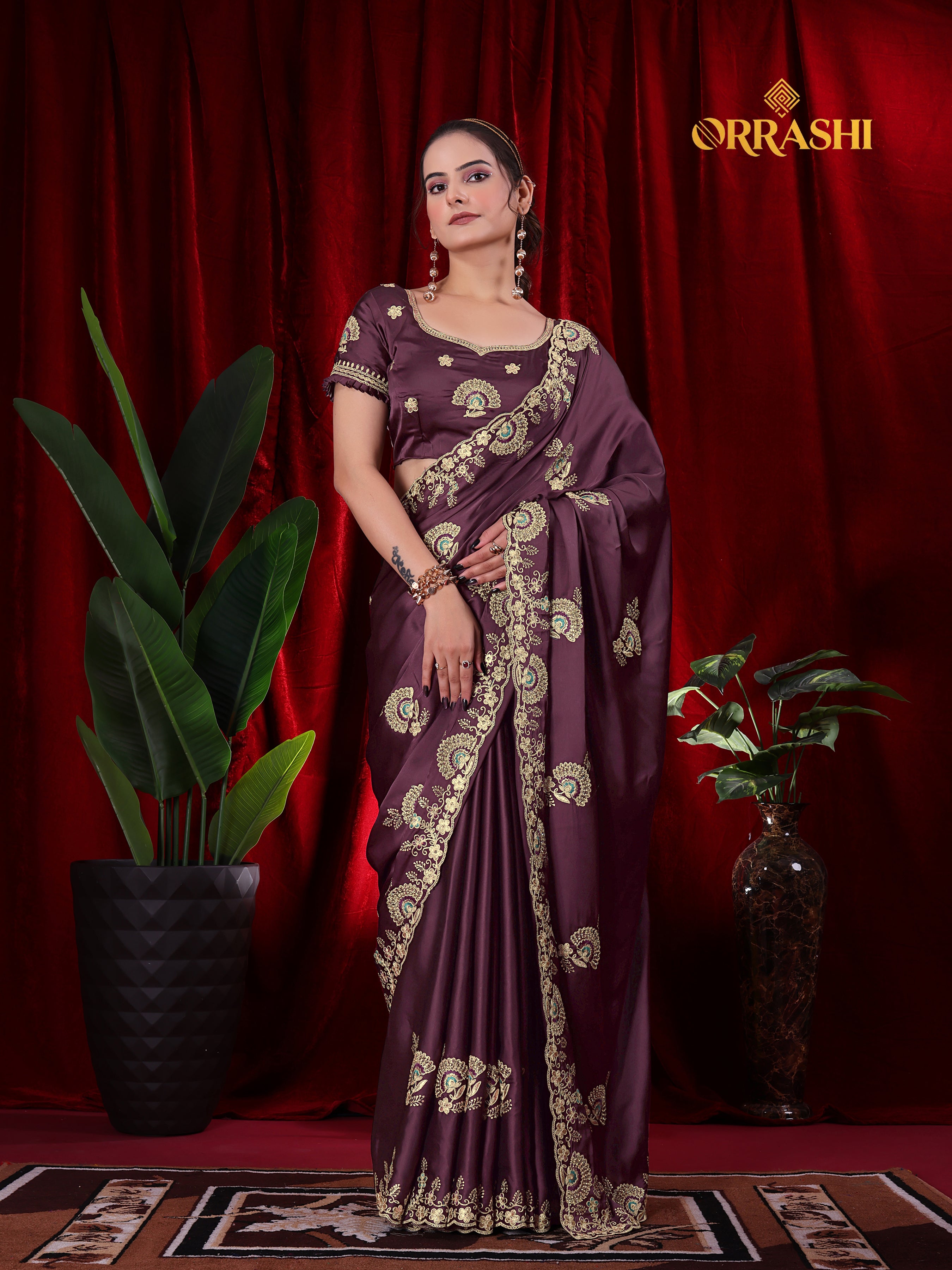 MORPANKH EMBROIDERIED WORK JAPAN SATIN SILK