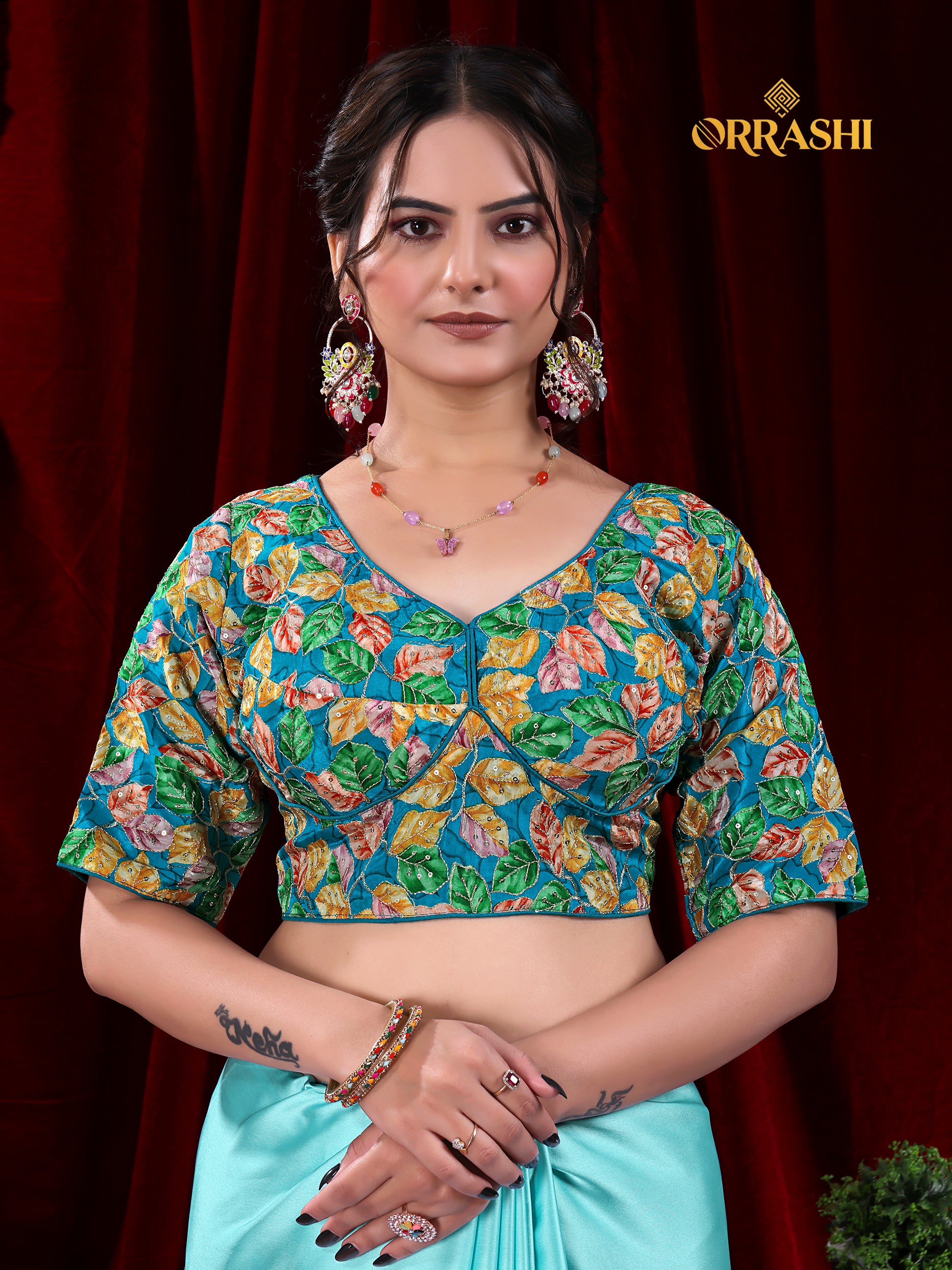 EMBROIDERIED LACE BORDER SATIN SILK SAREE