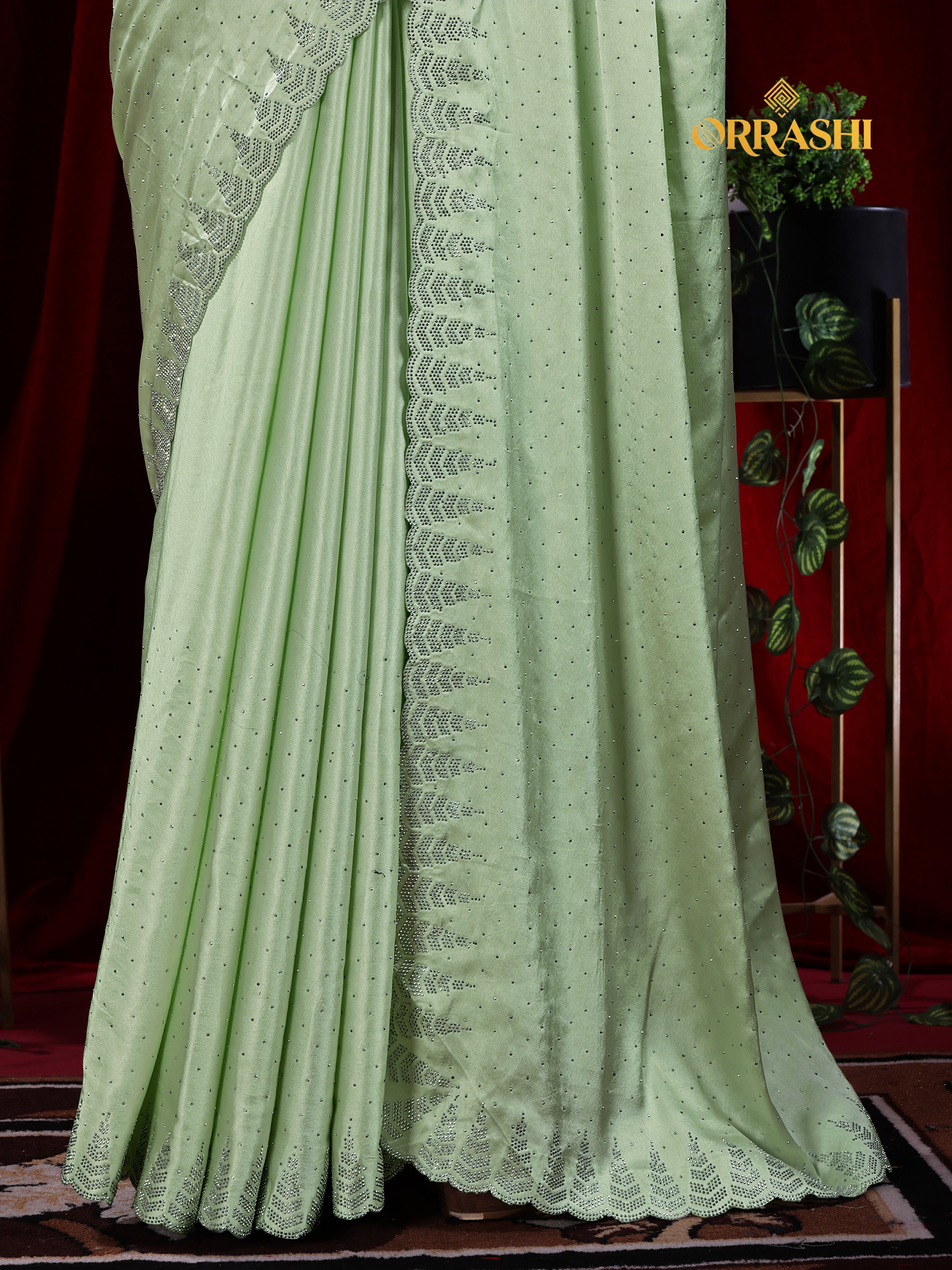 MULTI SIROSKI WORK SATIN SILK SAREE