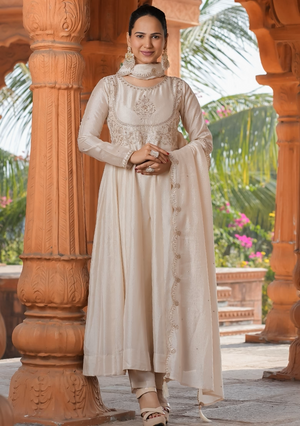 EXCLUSIVE DESIGNER VICHITRA GOWN - OFF WHITE