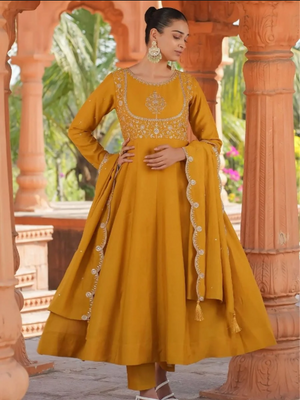 EXCLUSIVE DESIGNER VICHITRA GOWN - YELLOW