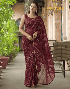GEORGETTE GEOMETRICAL PRINTED SAREE A41 - MAROON