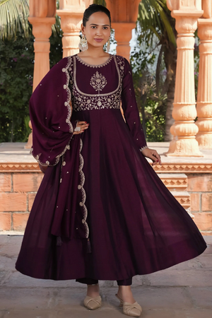 EXCLUSIVE DESIGNER VICHITRA GOWN - WINE