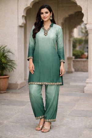 SILKY SILK SATIN CORD-SET - GREEN