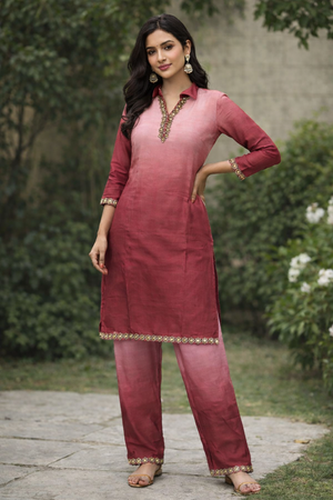 SILKY SILK SATIN CORD-SET - MAROON