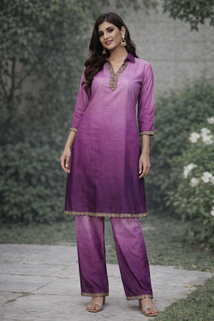 SILKY SILK SATIN CORD-SET - PURPLE